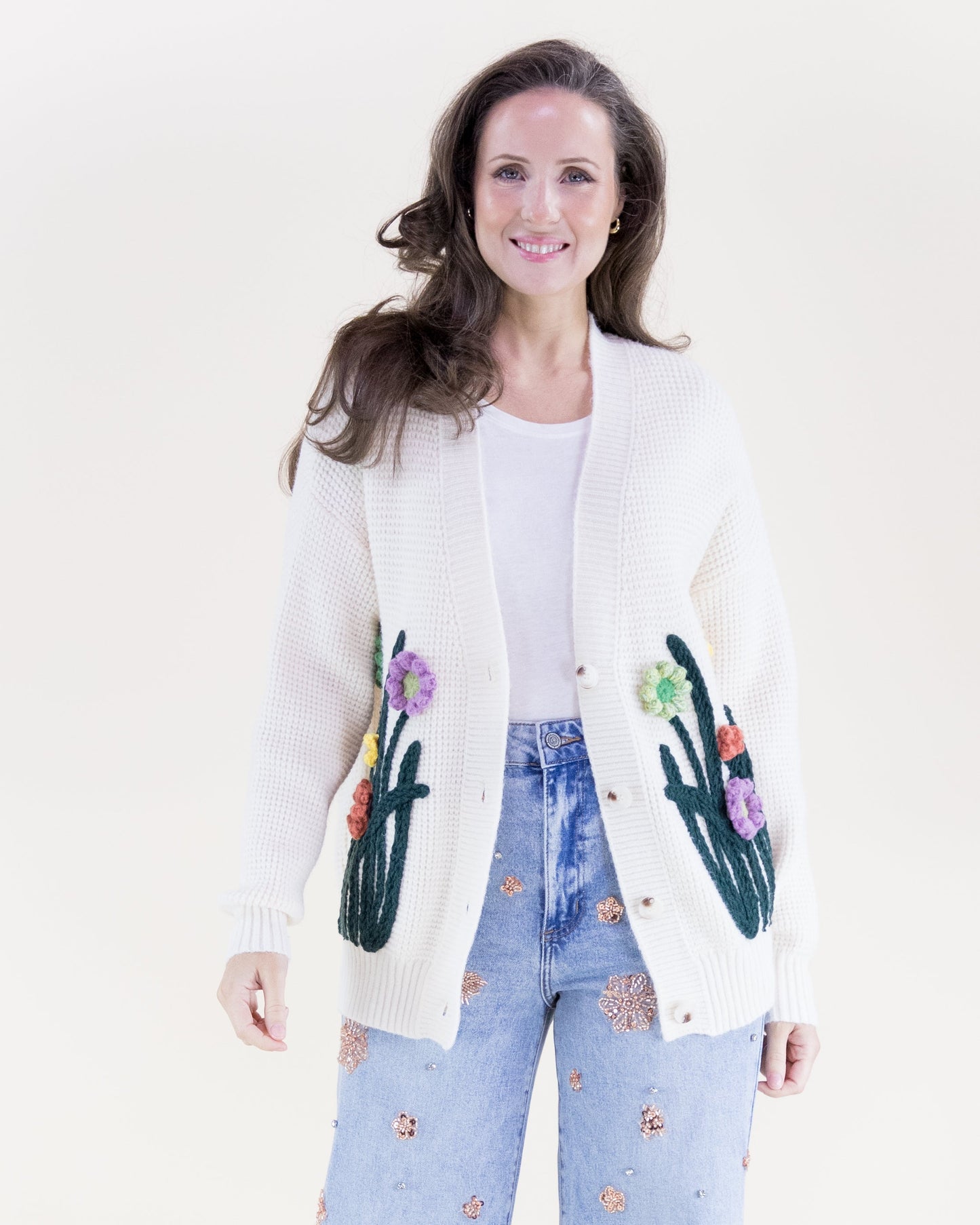Hand Embroidered Wildflower Cardigan