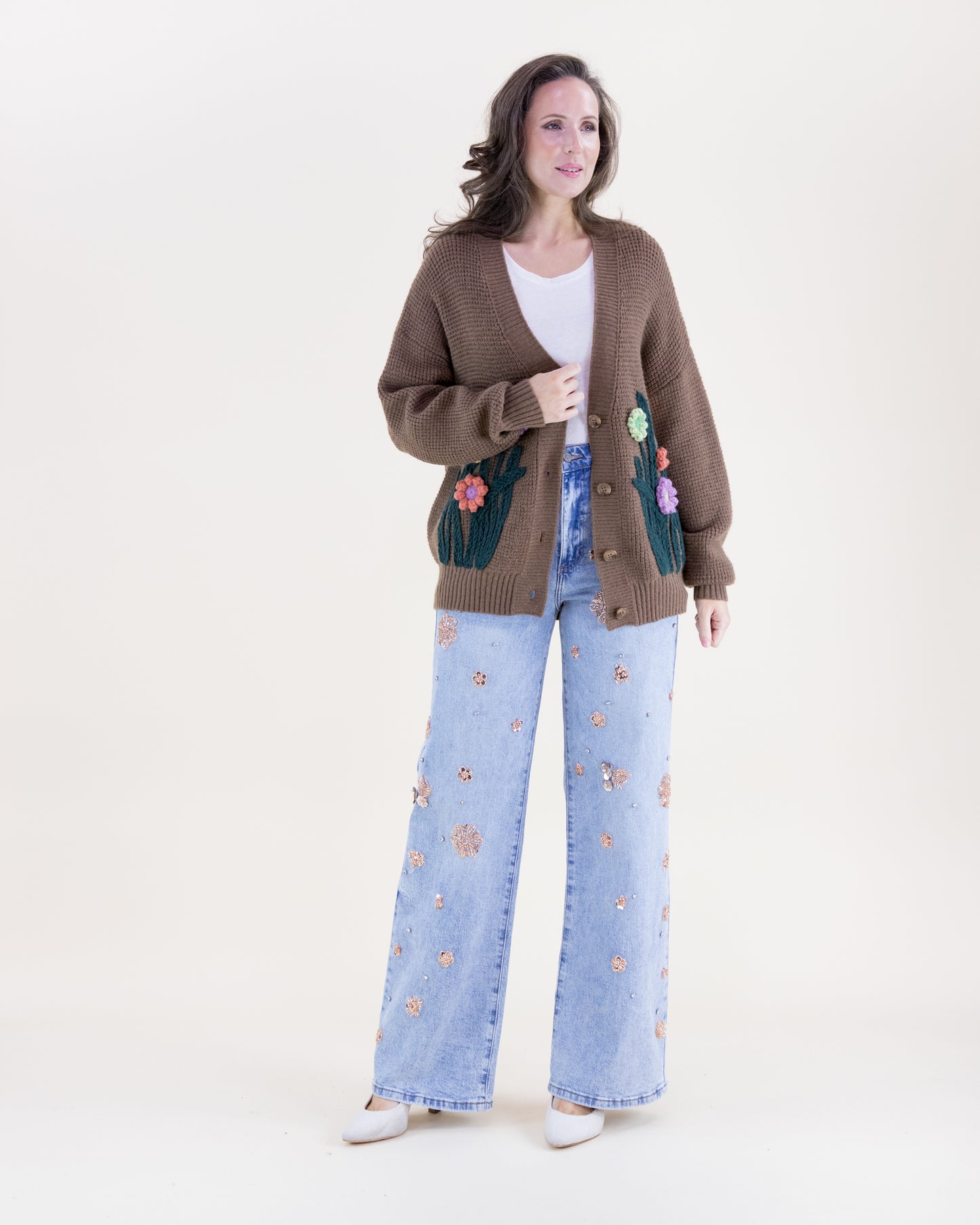 Hand Embroidered Wildflower Cardigan