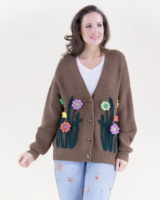 Hand Embroidered Wildflower Cardigan