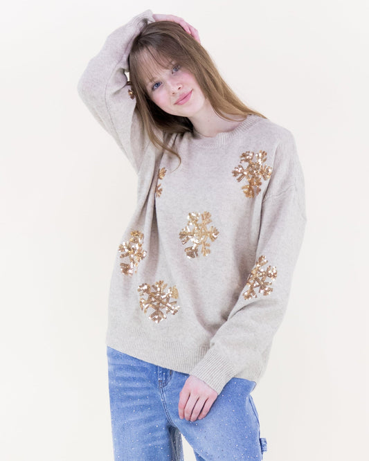 Sequin Snowflakes Sweater