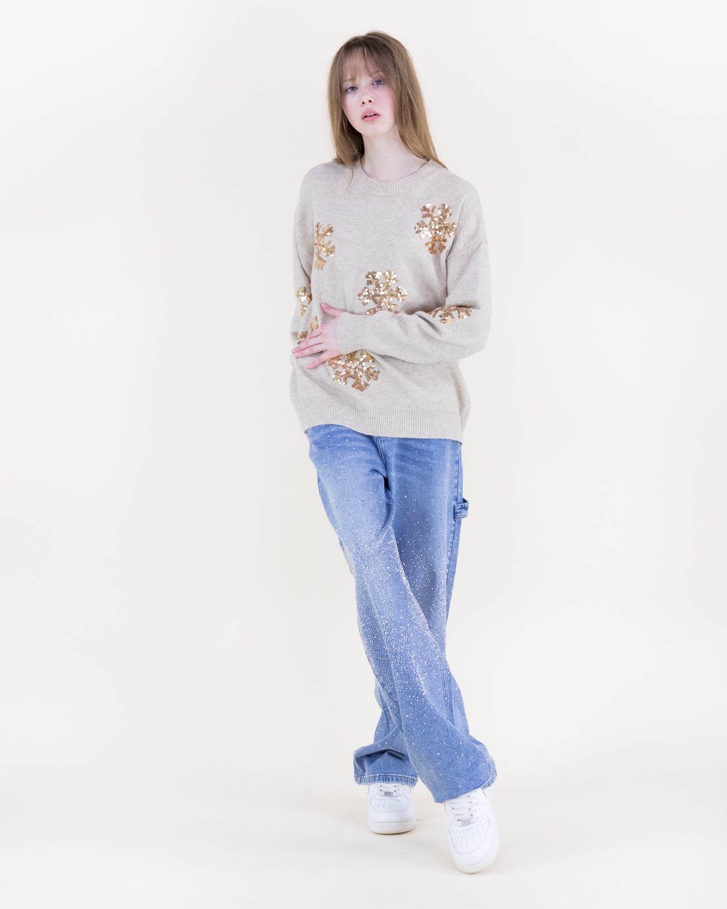 Sequin Snowflakes Sweater
