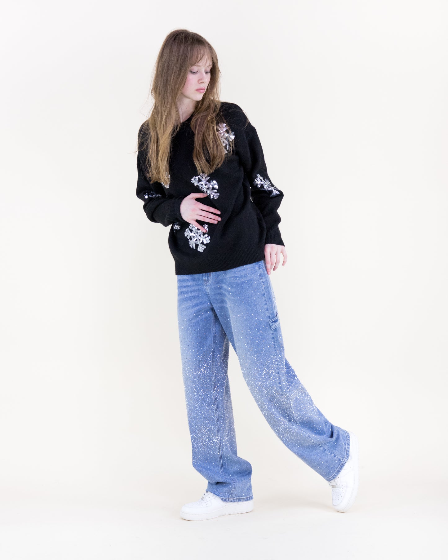Sequin Snowflakes Sweater