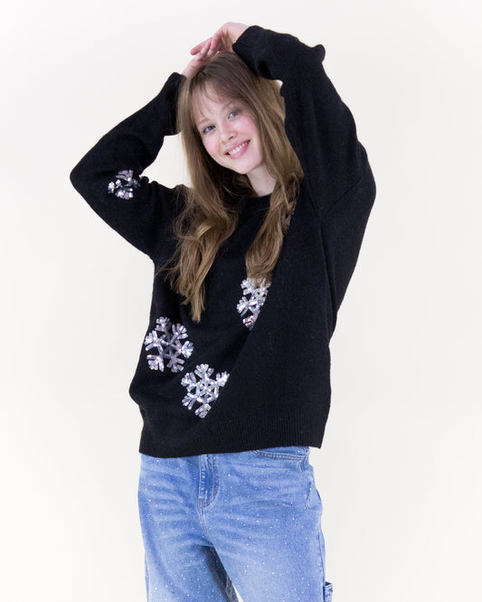 Sequin Snowflakes Sweater
