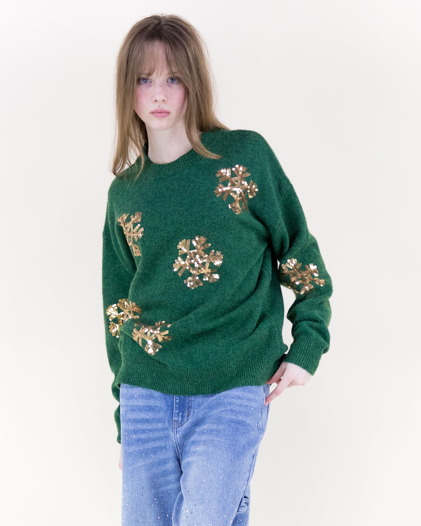 Sequin Snowflakes Sweater