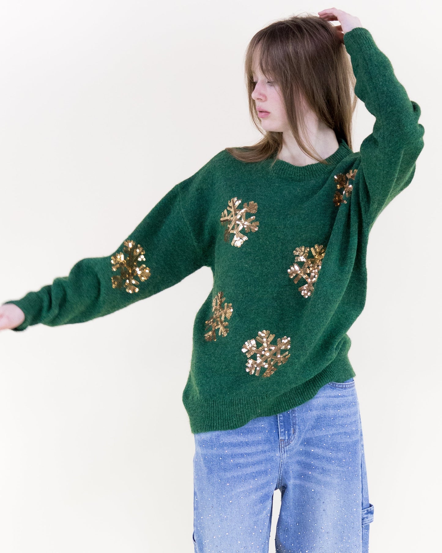 Sequin Snowflakes Sweater