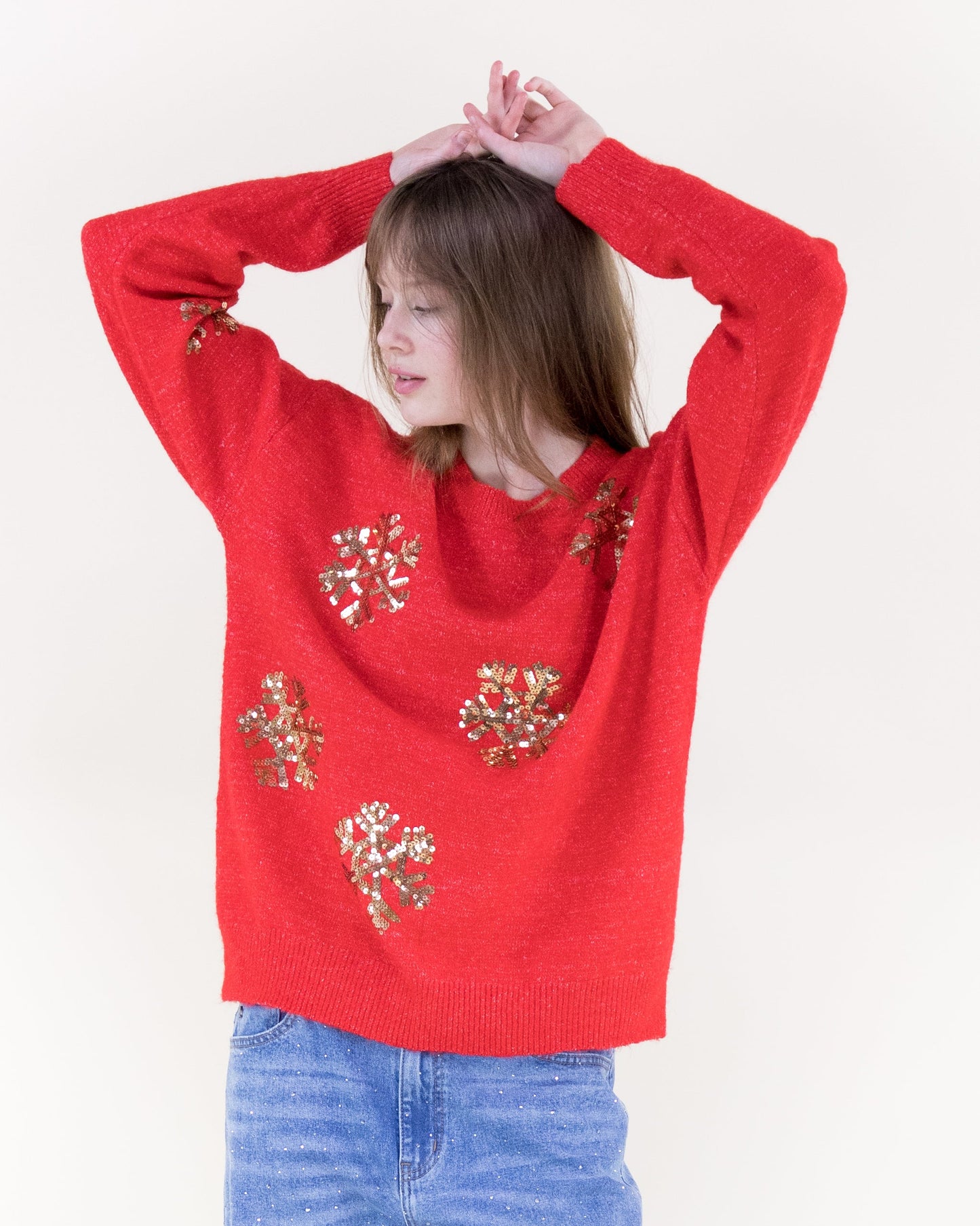 Sequin Snowflakes Sweater