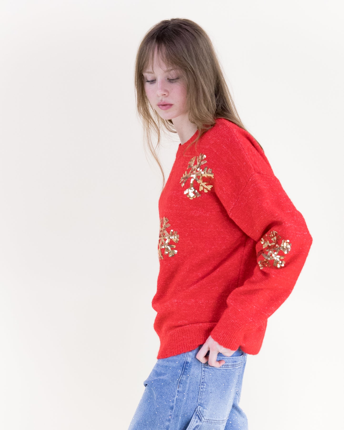 Sequin Snowflakes Sweater