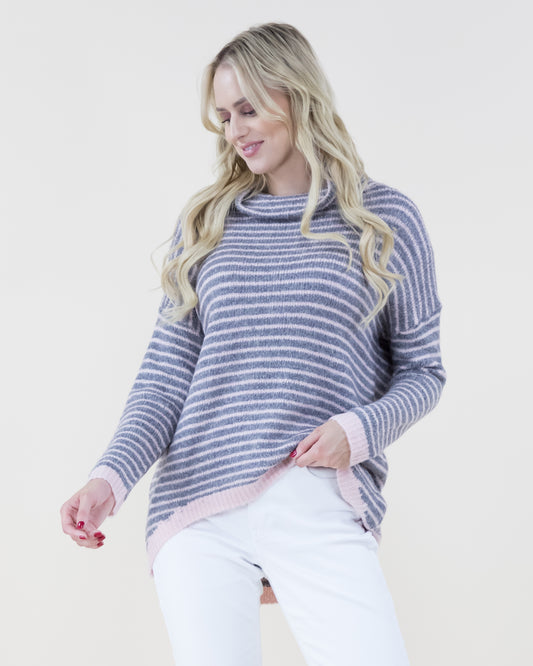 Comfy Stripe Turtle Neck Sweater
