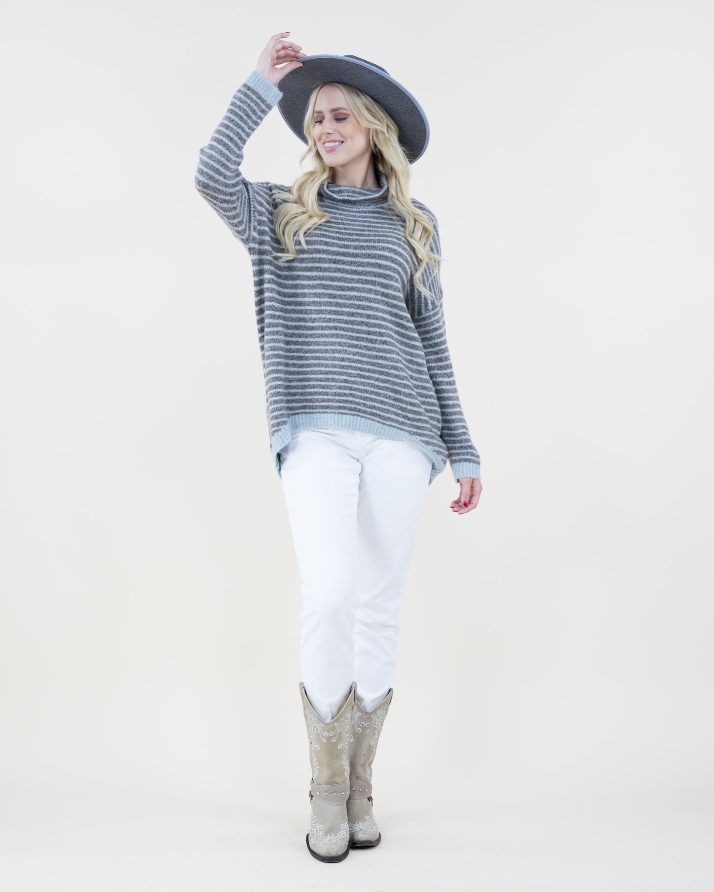 Comfy Stripe Turtle Neck Sweater