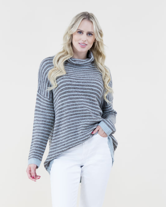 Comfy Stripe Turtle Neck Sweater