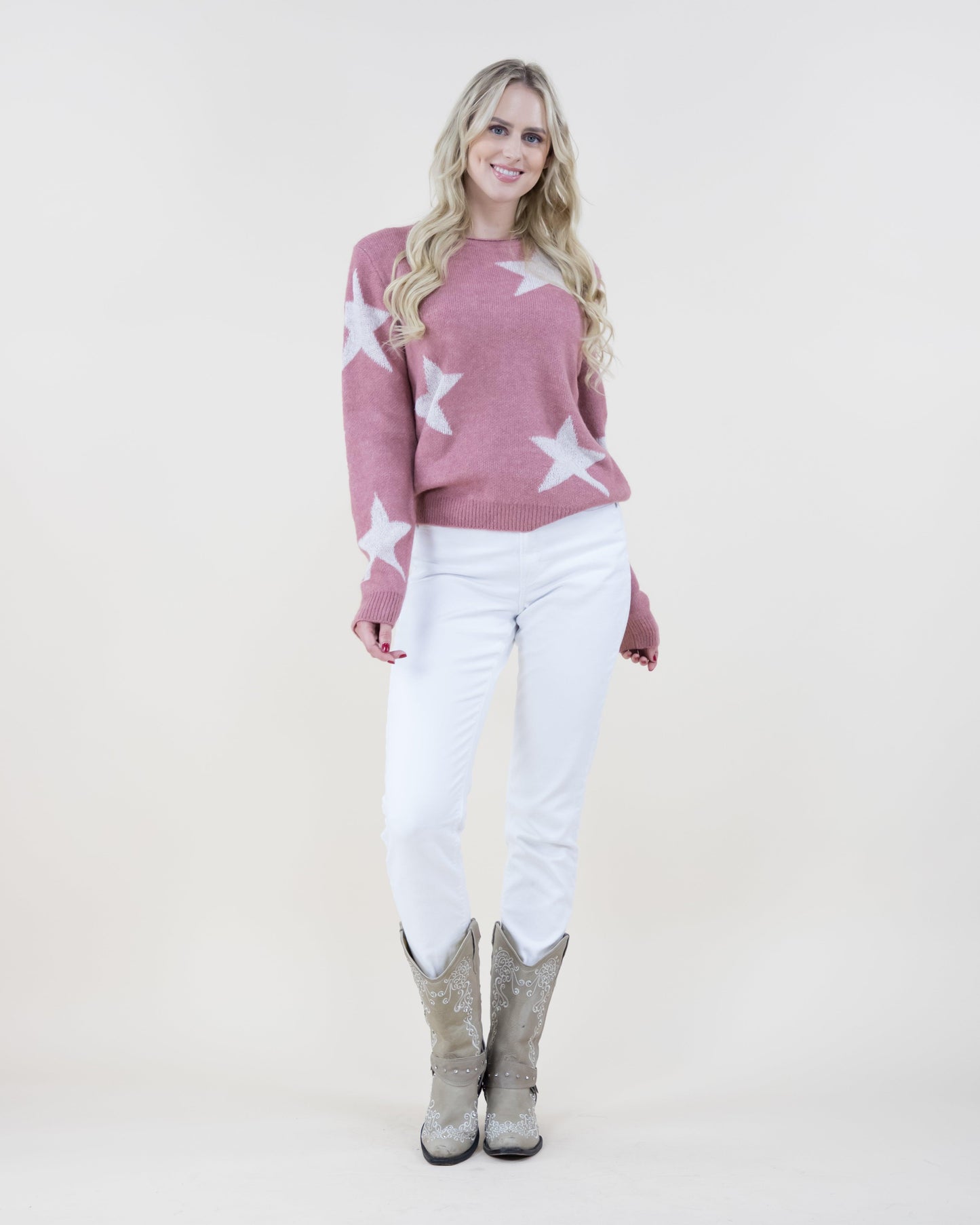 Star Pattern Crewneck Sweater