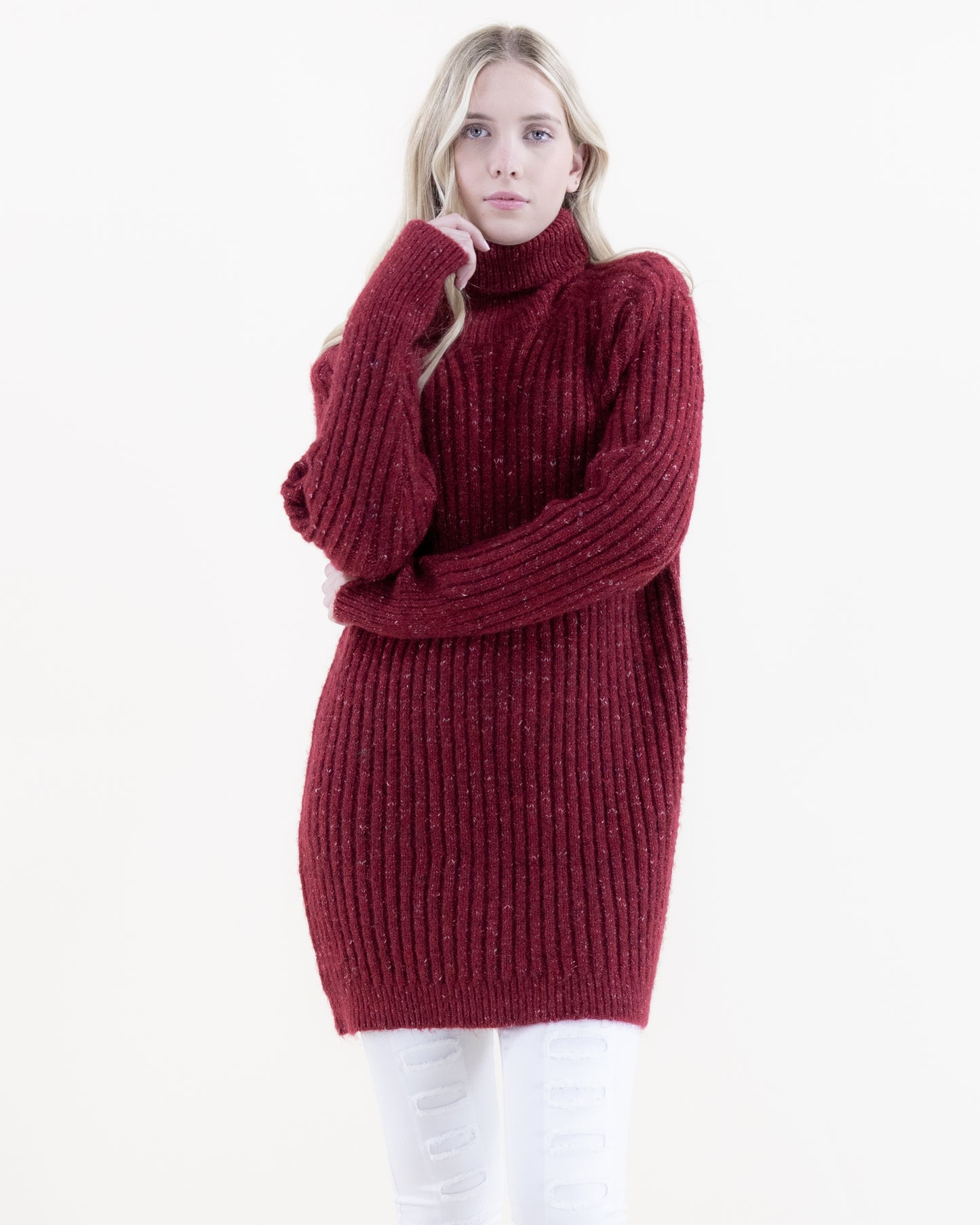 Ribbed Turtle Neck Comfy Long Sweater