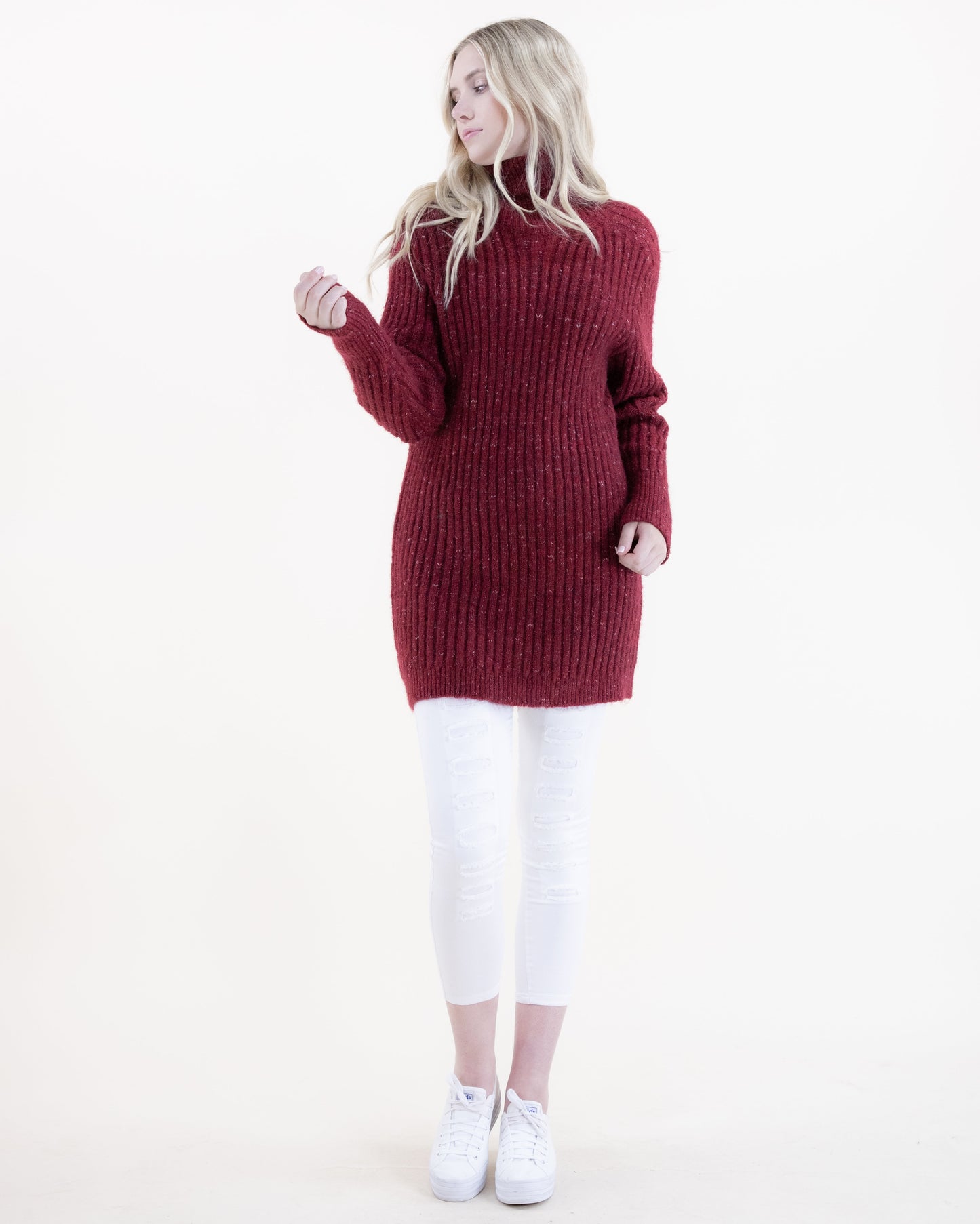 Ribbed Turtle Neck Comfy Long Sweater