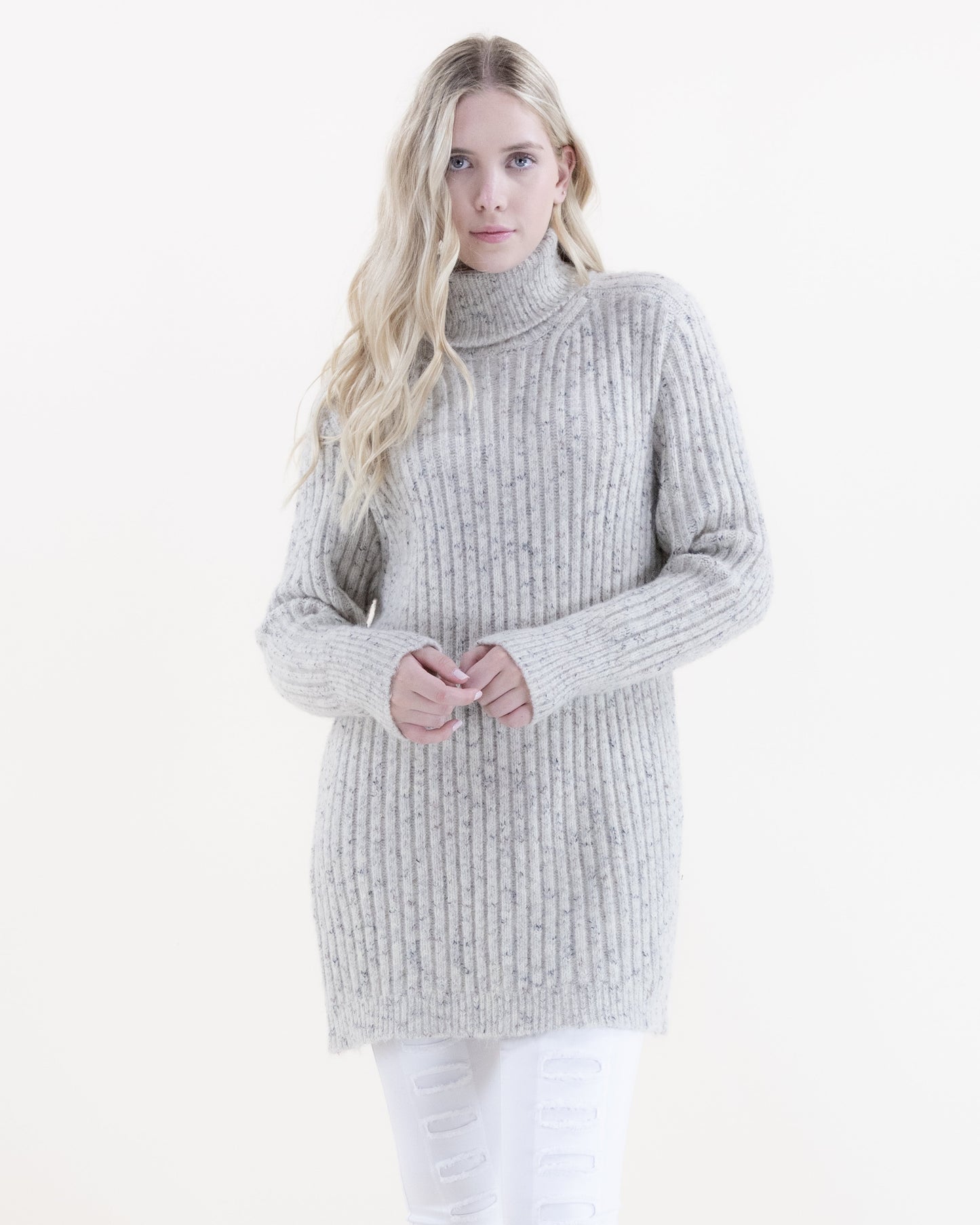 Ribbed Turtle Neck Comfy Long Sweater