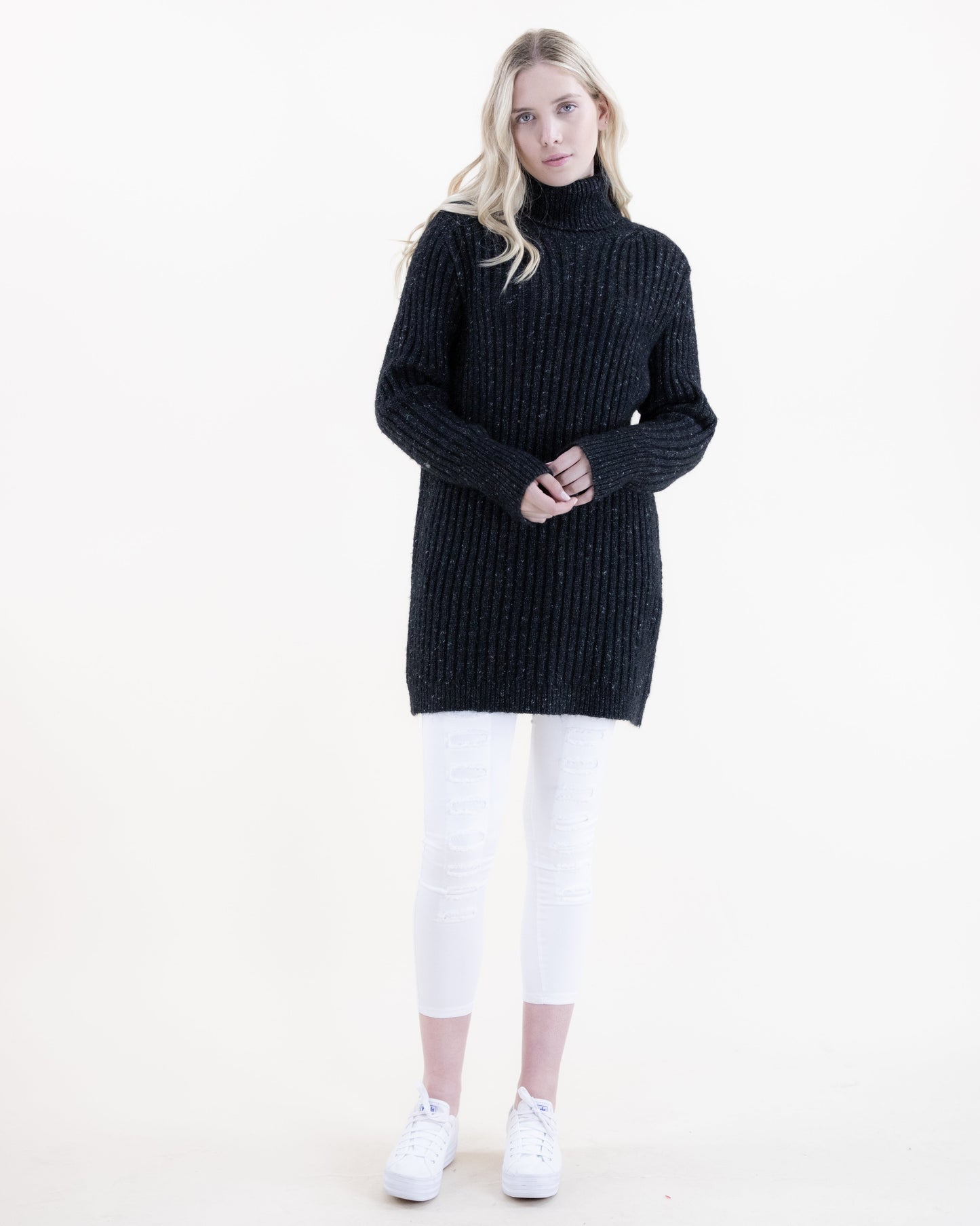 Ribbed Turtle Neck Comfy Long Sweater