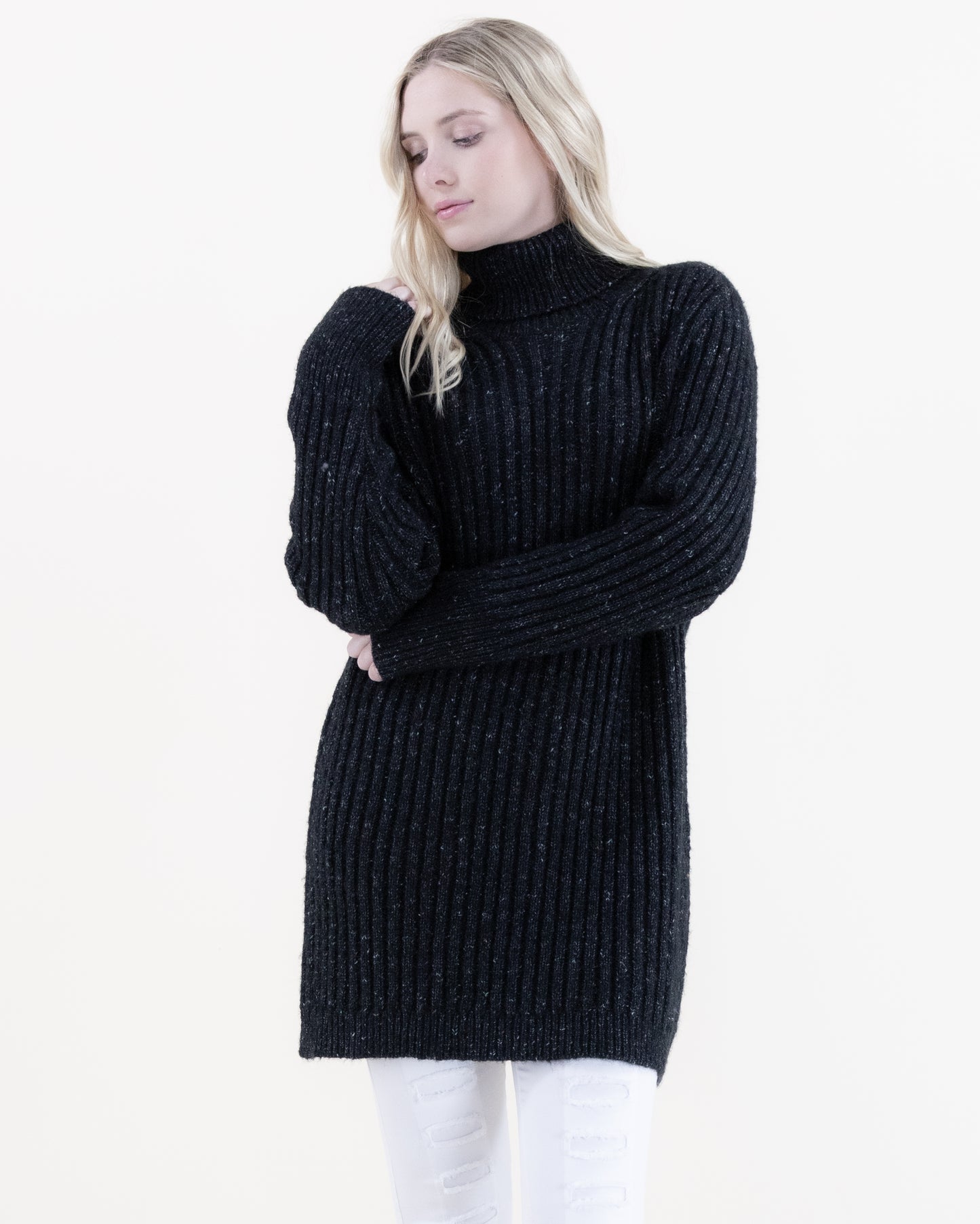 Ribbed Turtle Neck Comfy Long Sweater