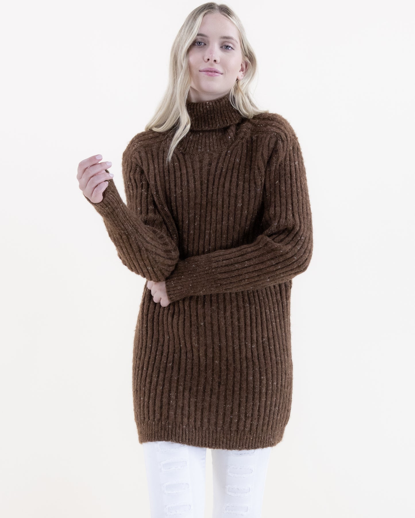 Ribbed Turtle Neck Comfy Long Sweater