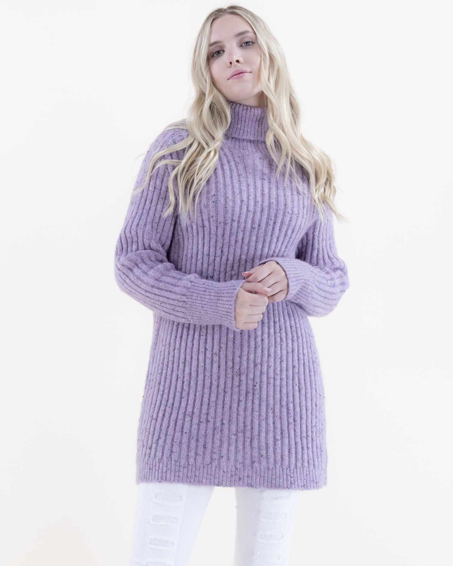 Ribbed Turtle Neck Comfy Long Sweater