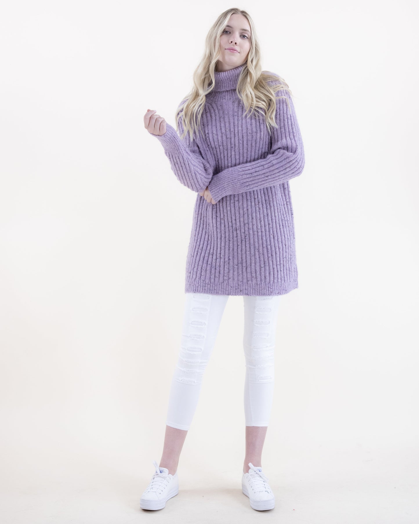 Ribbed Turtle Neck Comfy Long Sweater