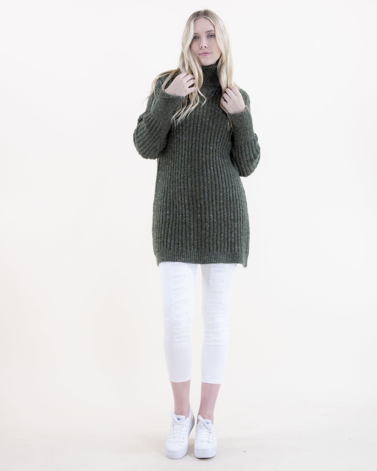 Ribbed Turtle Neck Comfy Long Sweater