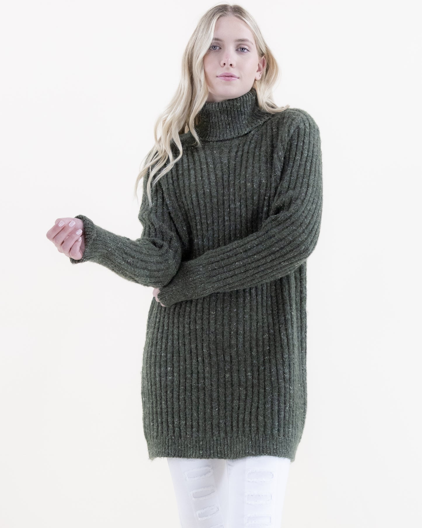 Ribbed Turtle Neck Comfy Long Sweater