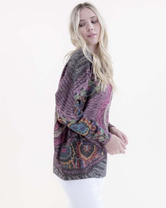 Embroidery Digitally Printed Crew Neck Sweater