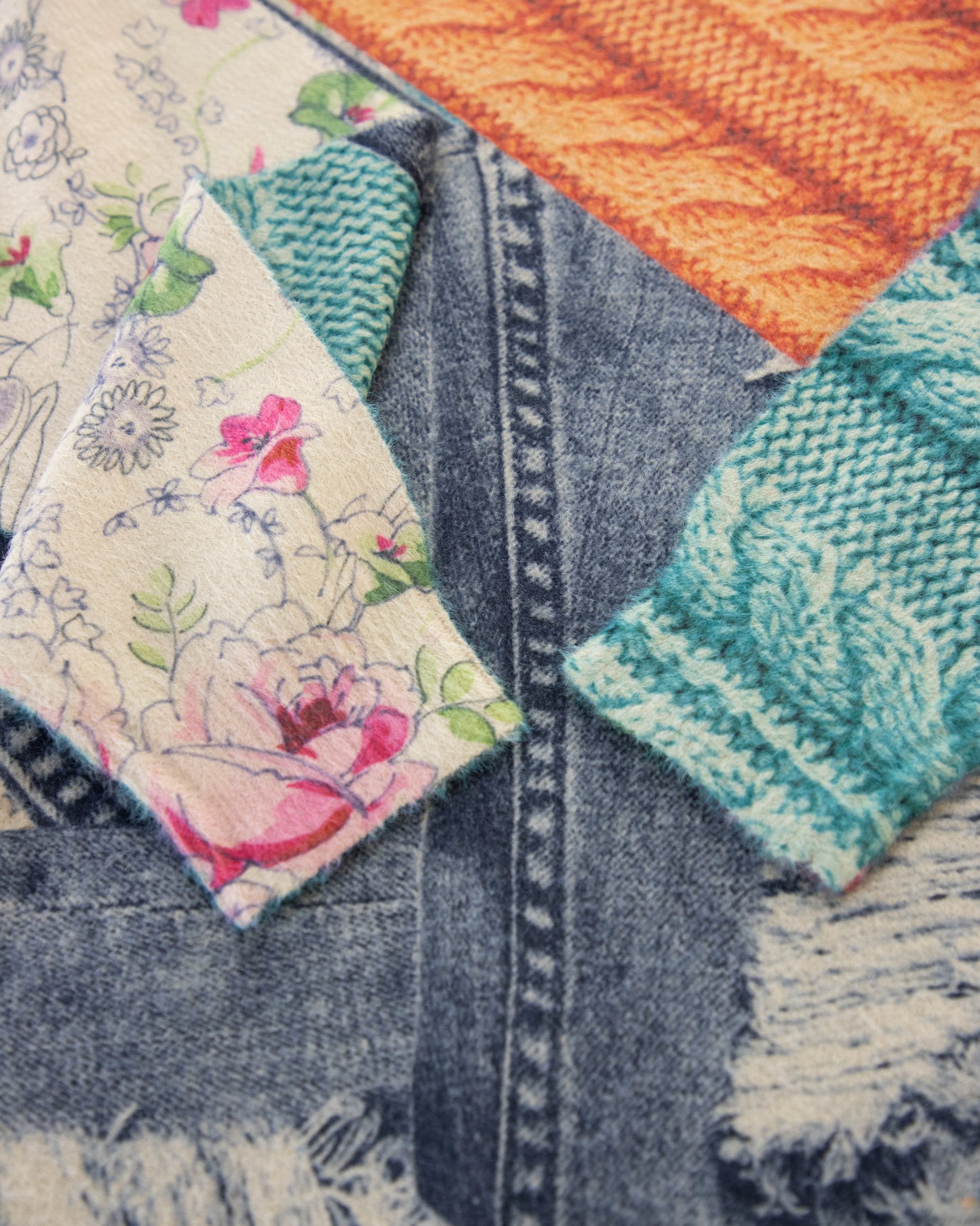 Denim and Cheetah Digitally Printed V-Neck Sweater