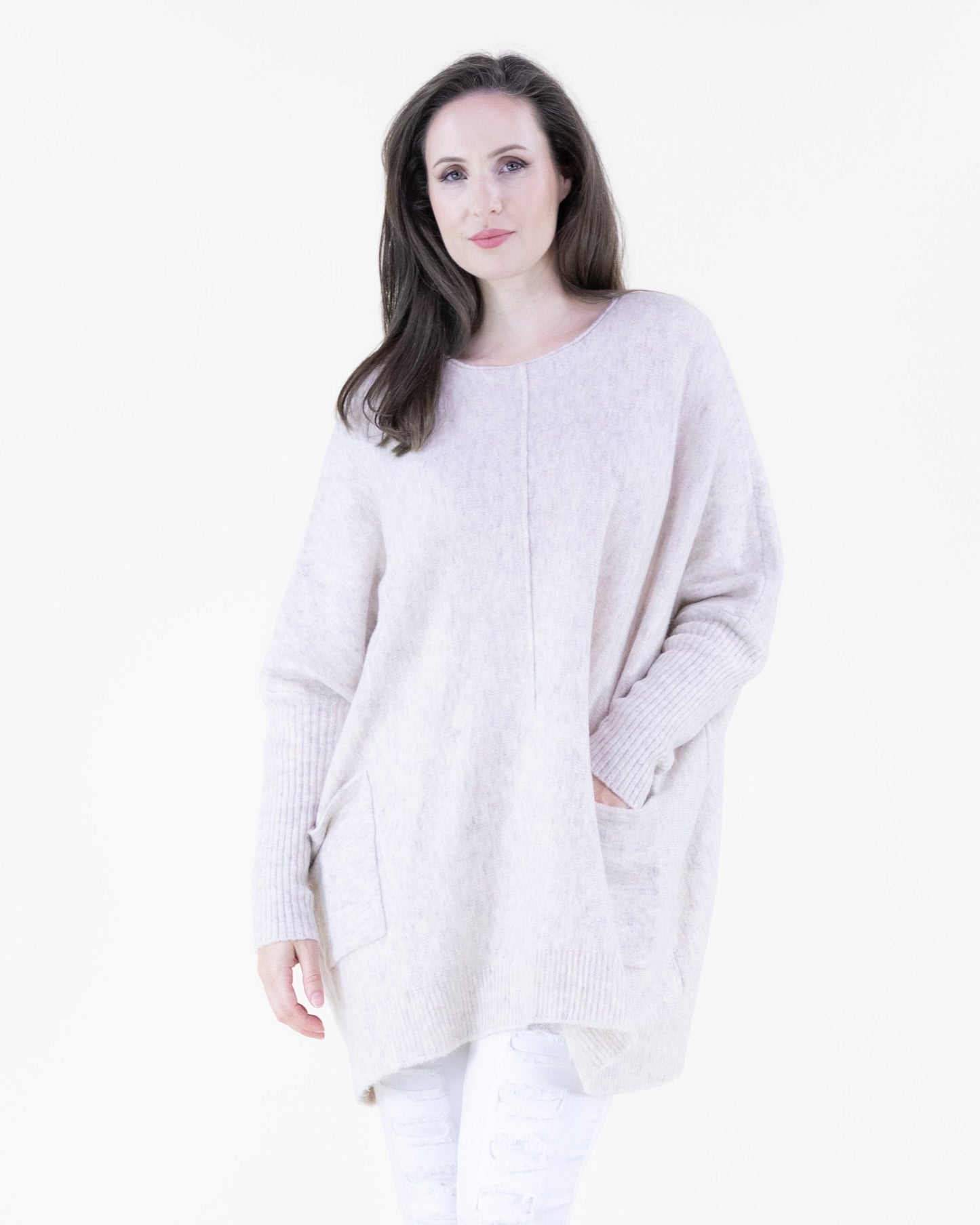 Minimalist Batwing Center Seam Pullover Sweater