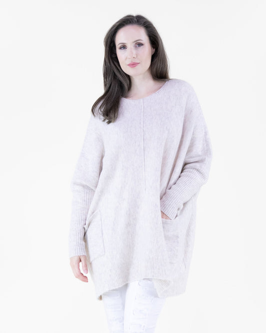 Minimalist Batwing Center Seam Pullover Sweater