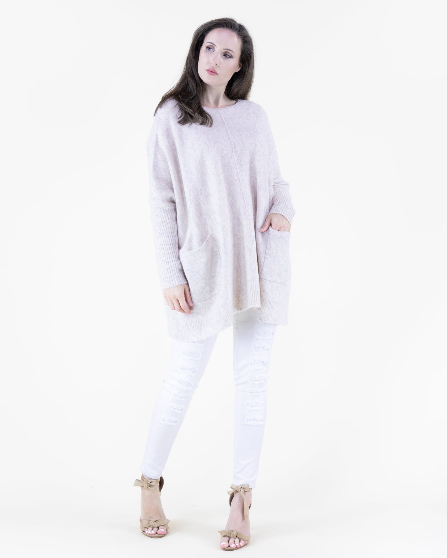 Minimalist Batwing Center Seam Pullover Sweater