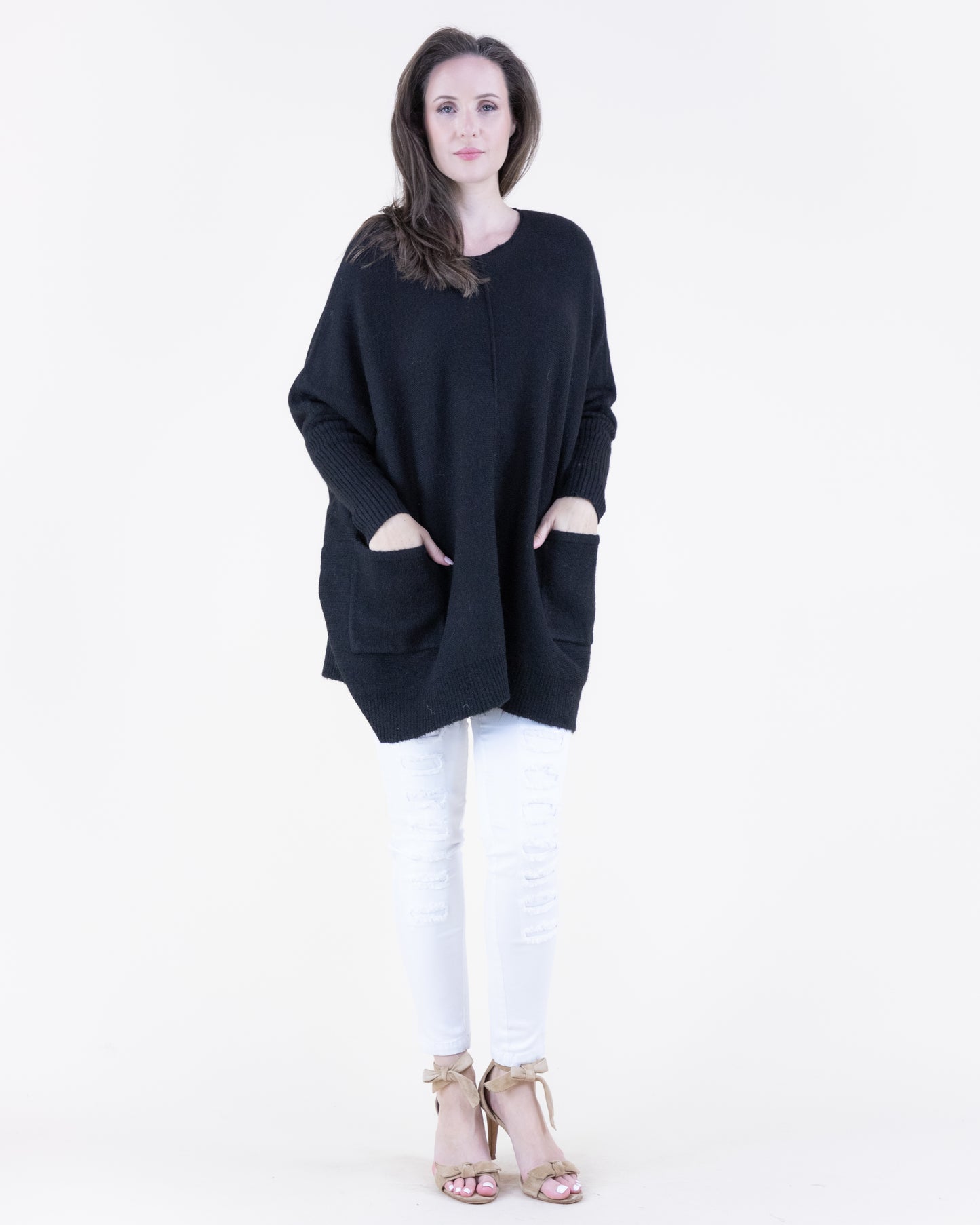 Minimalist Batwing Center Seam Pullover Sweater