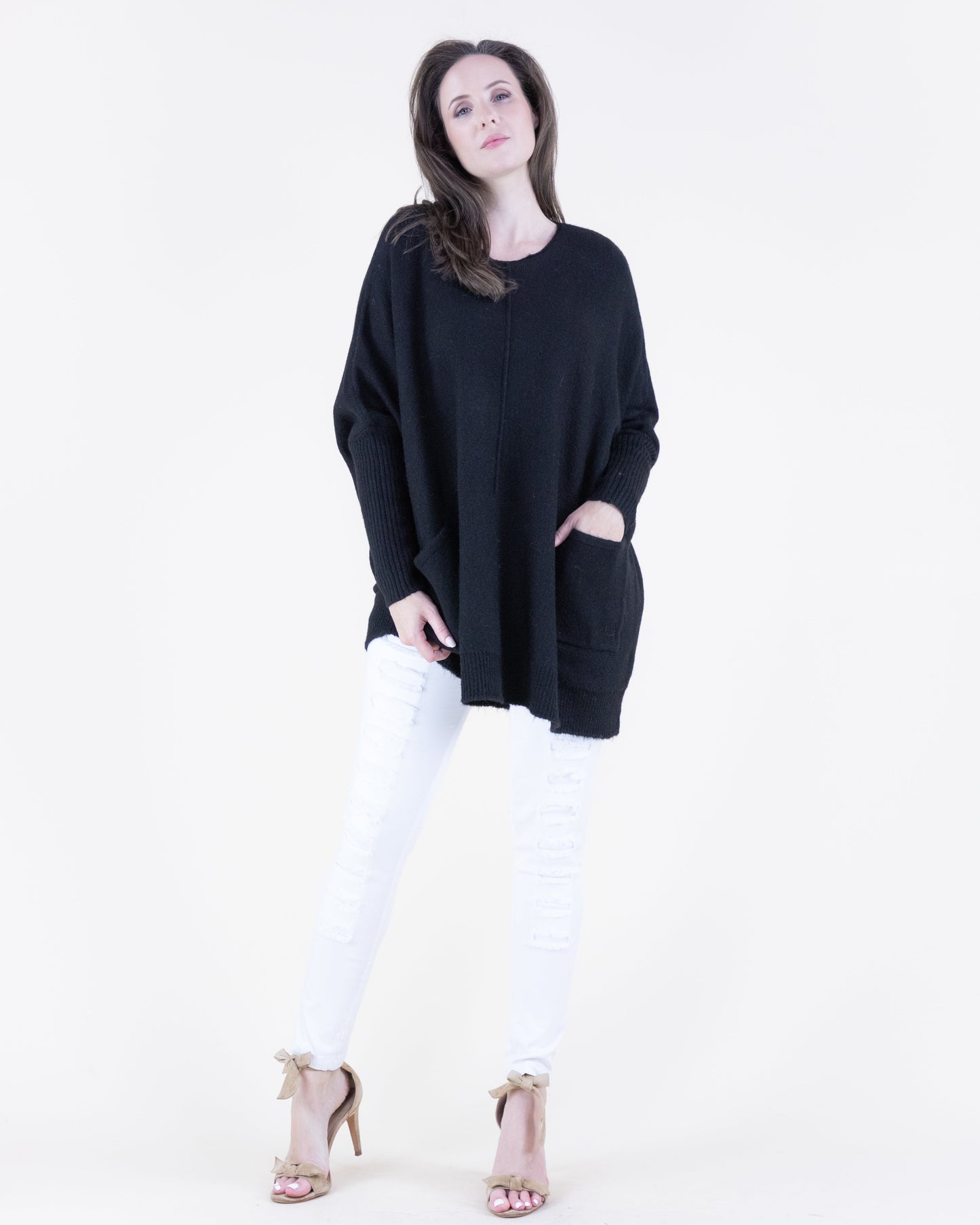 Minimalist Batwing Center Seam Pullover Sweater