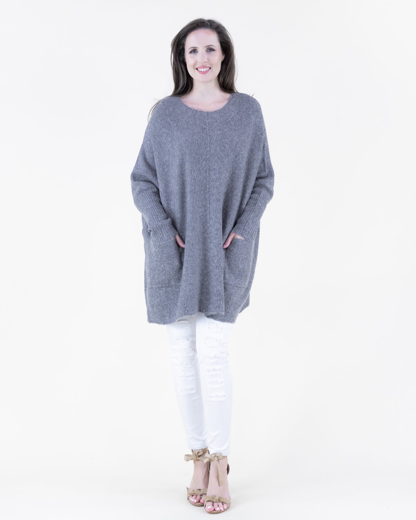 Minimalist Batwing Center Seam Pullover Sweater