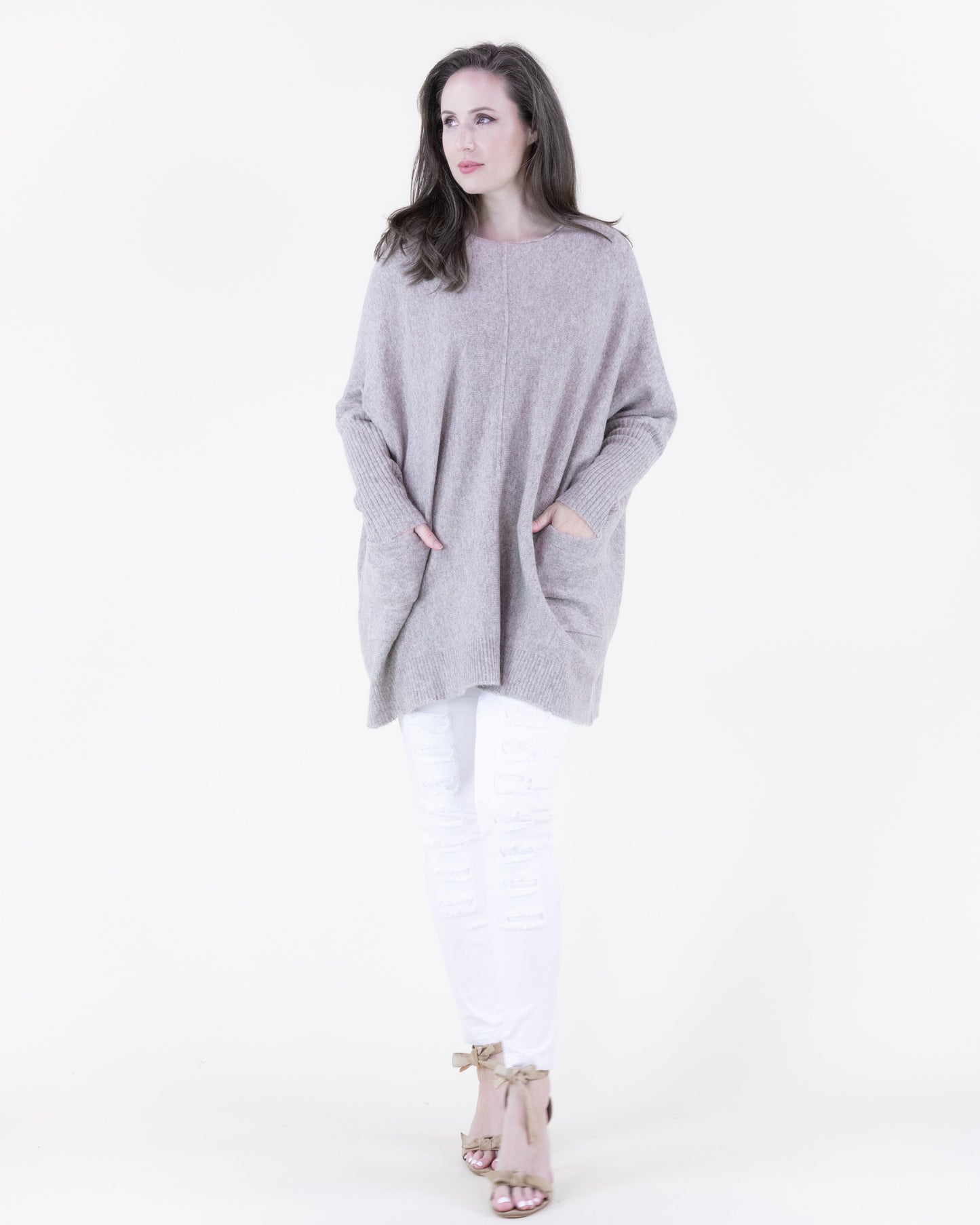 Minimalist Batwing Center Seam Pullover Sweater