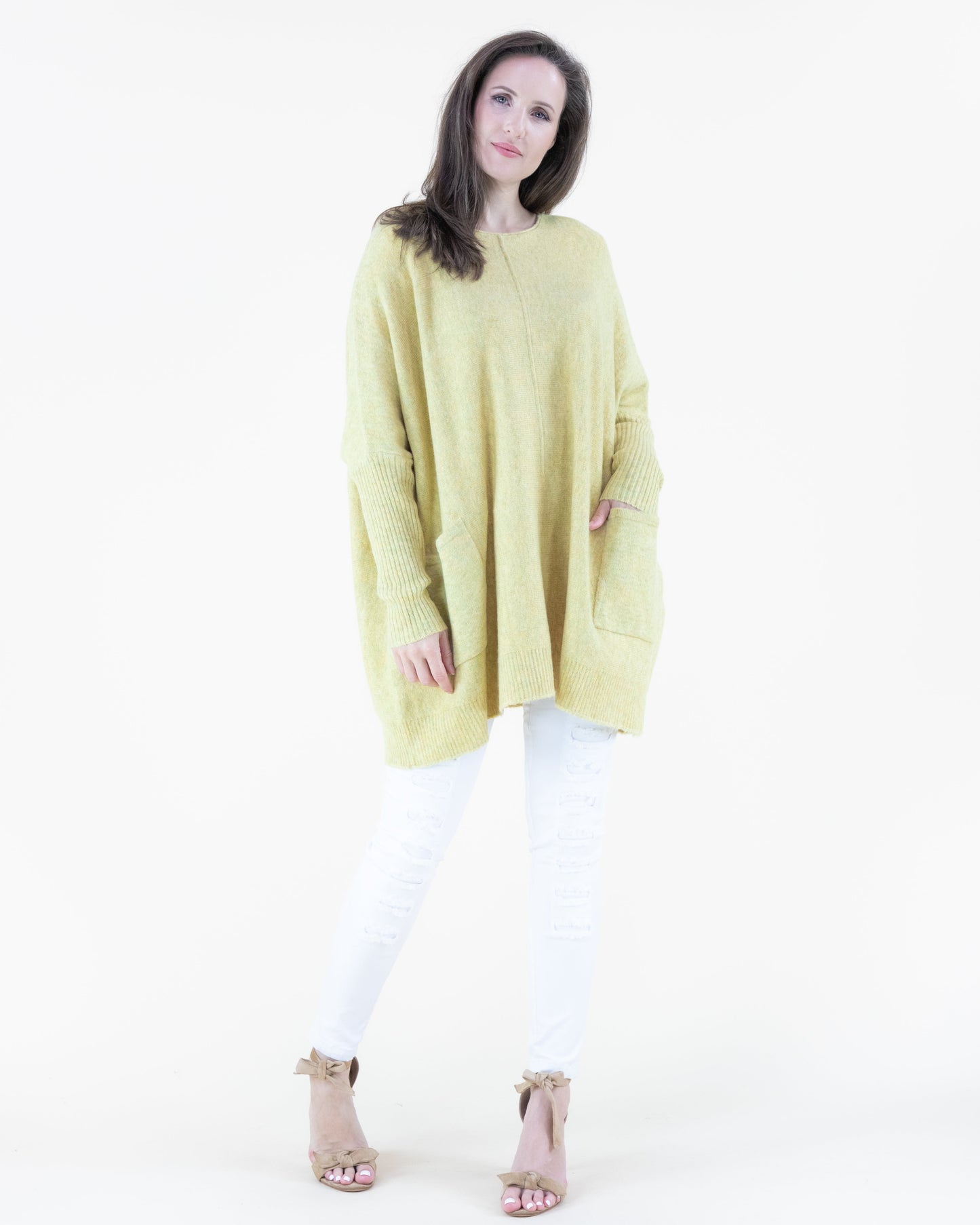 Minimalist Batwing Center Seam Pullover Sweater