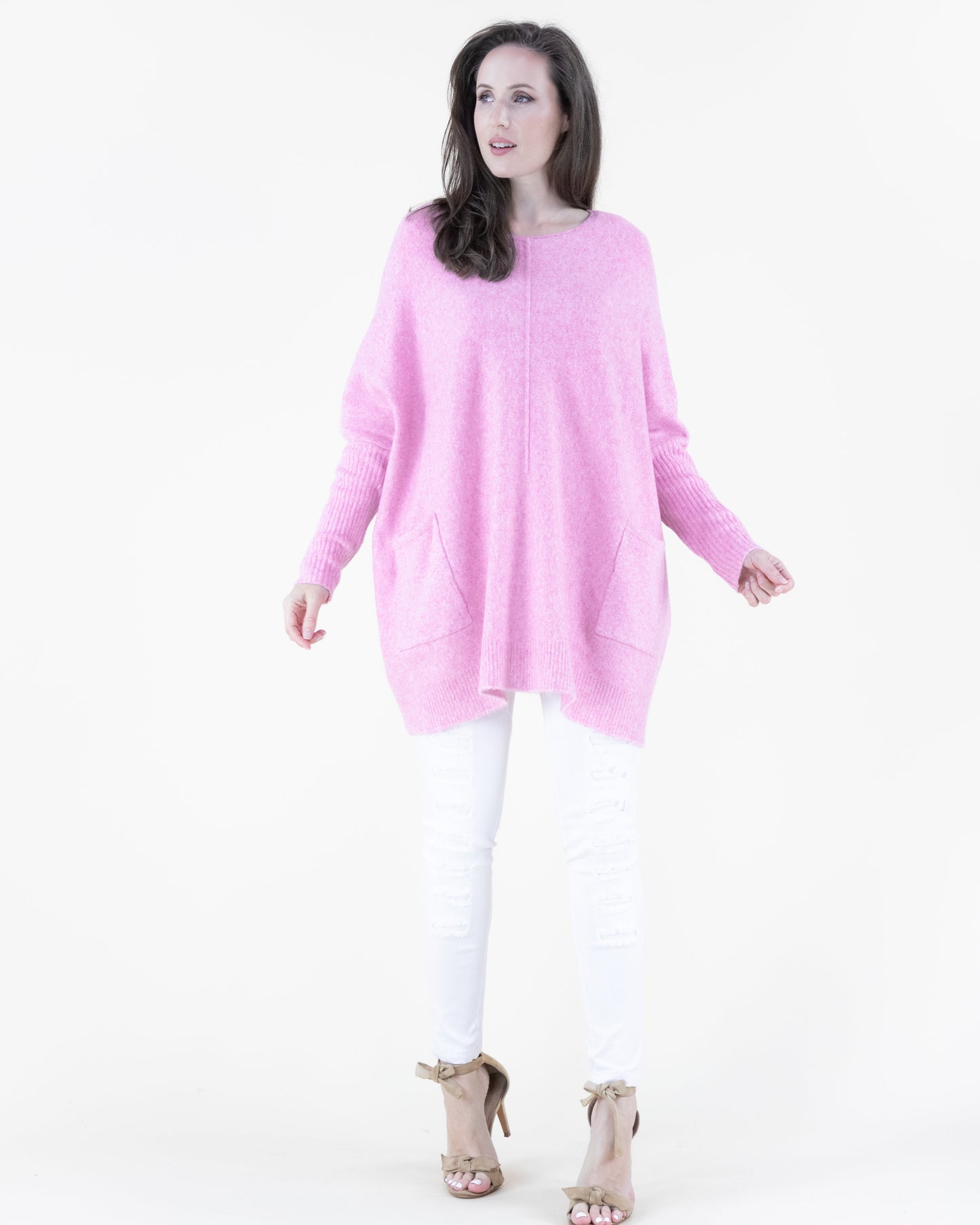 Minimalist Batwing Center Seam Pullover Sweater