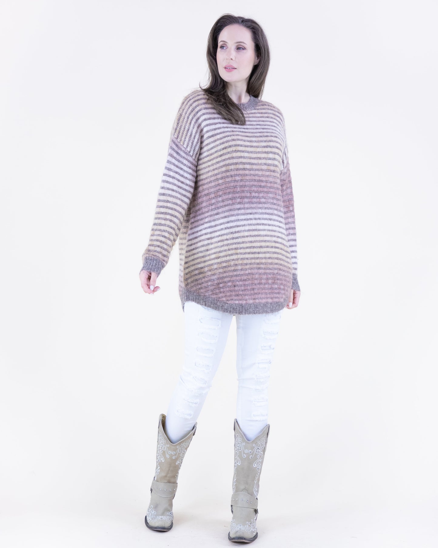 Relaxed Striped Gradient Pullover Sweater
