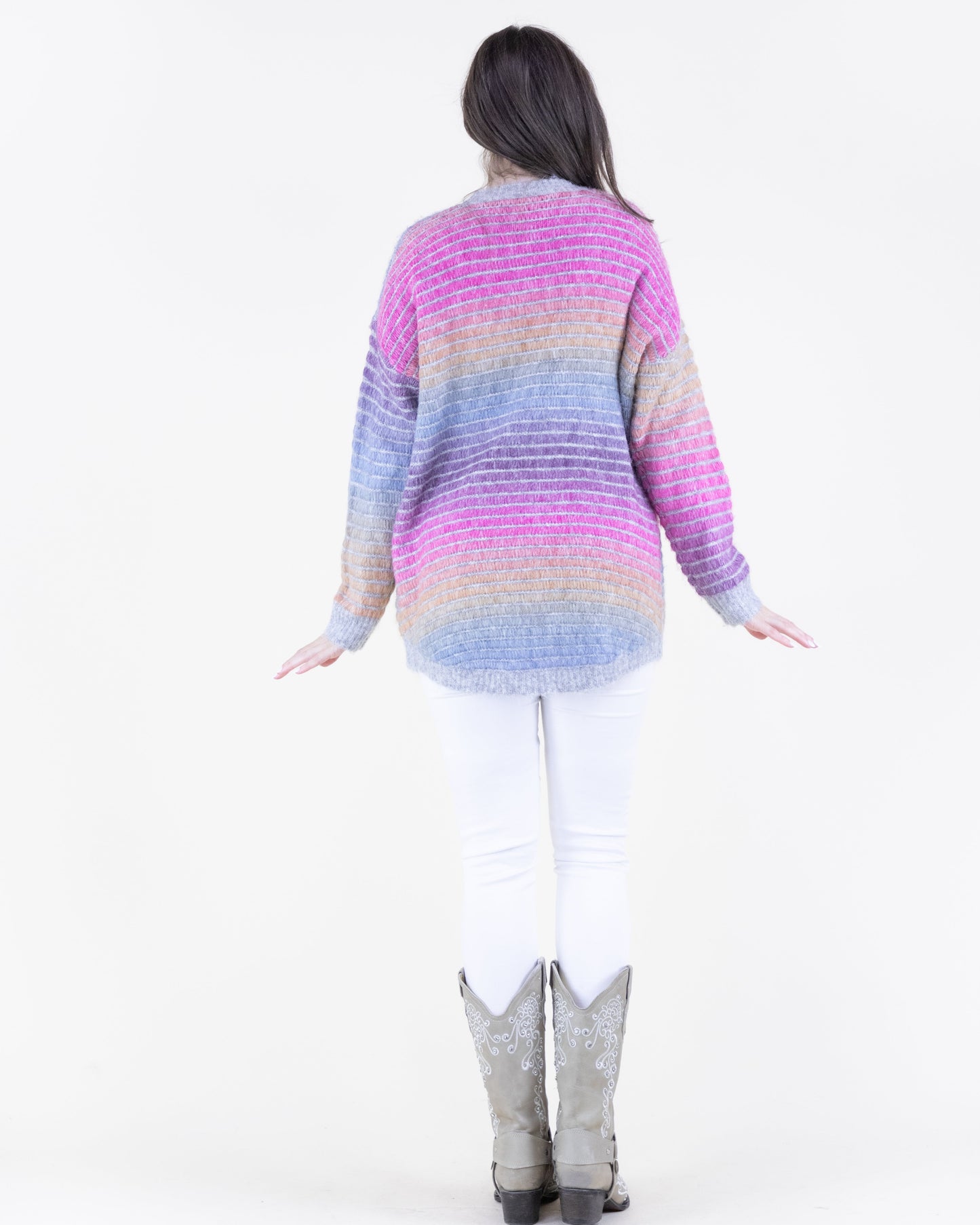 Relaxed Striped Gradient Pullover Sweater