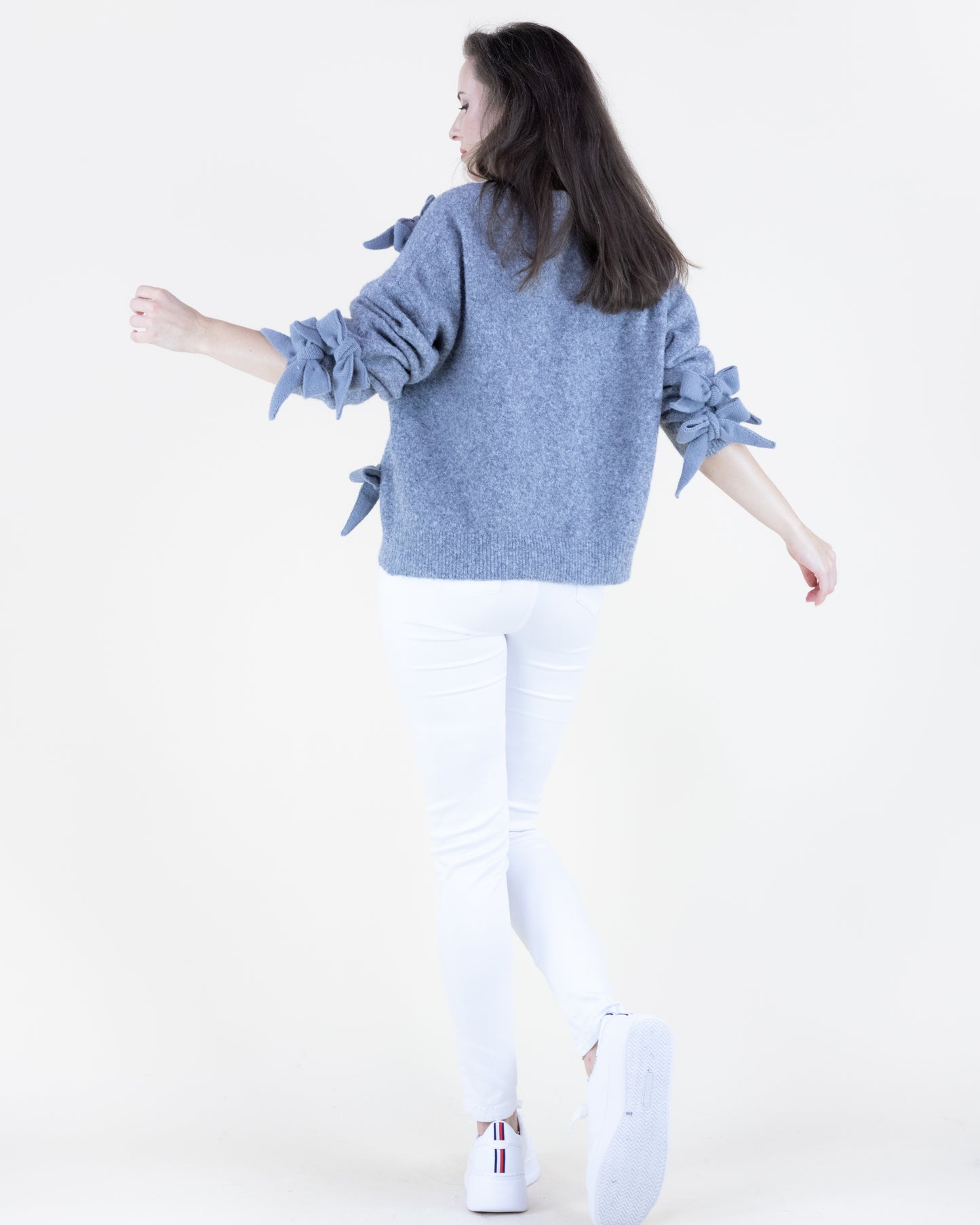 Softest Heathered Bowtie Crew Neck Cropped Sweater