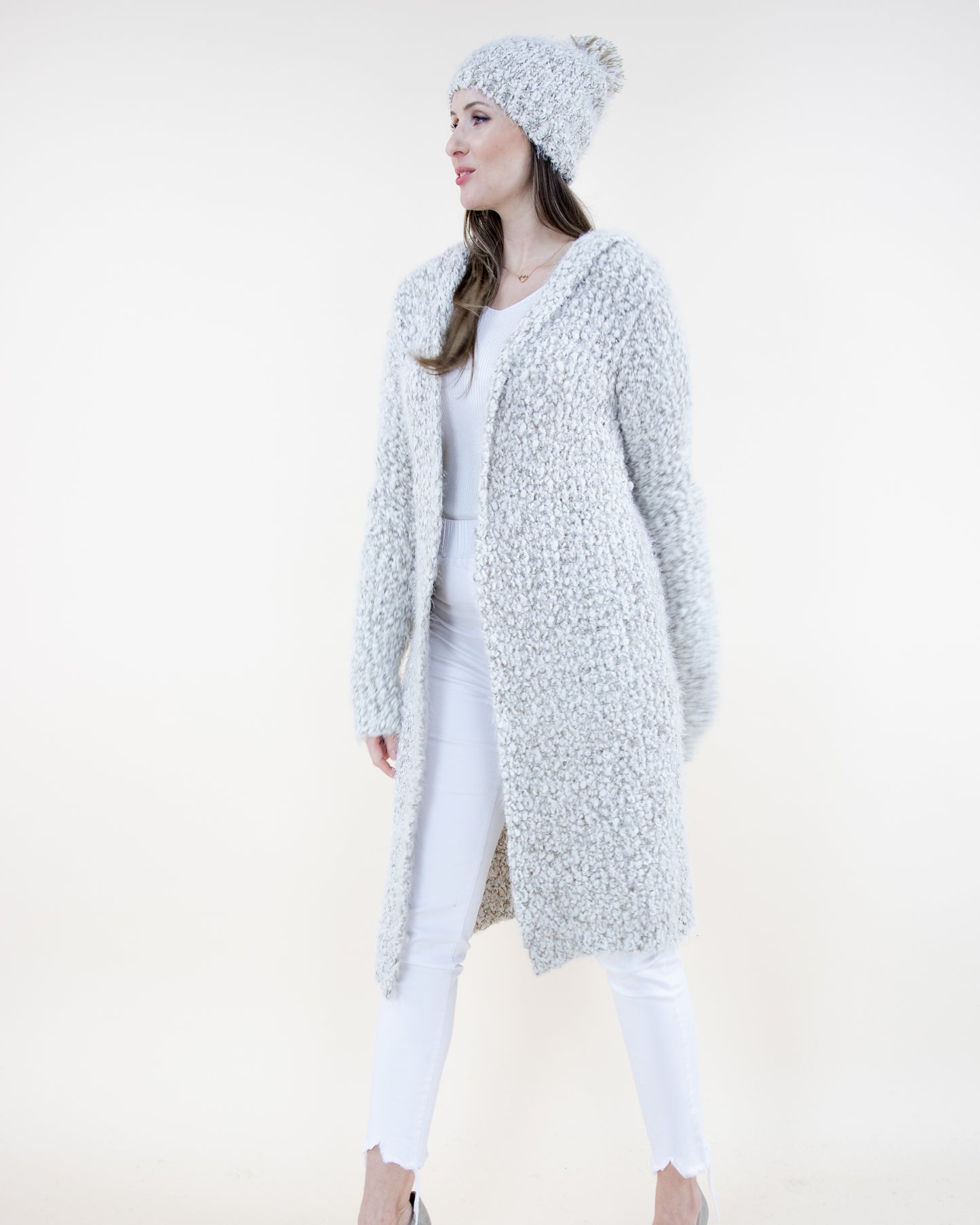 Long Sleeve 2 Tone Cardigan w/ Hood