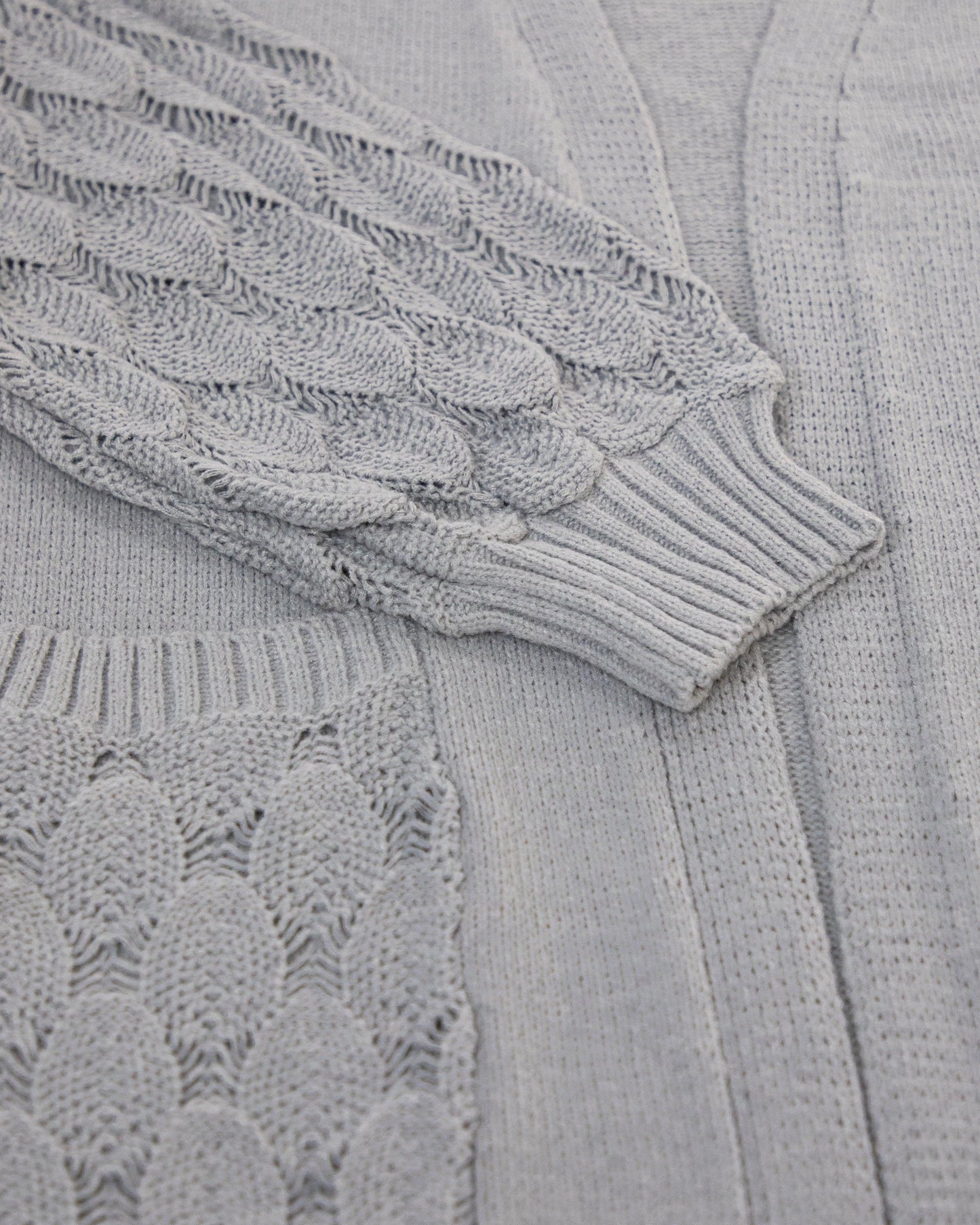 Chunky Cardigan w/ Scale Pattern Knitted Sleeves & Pockets
