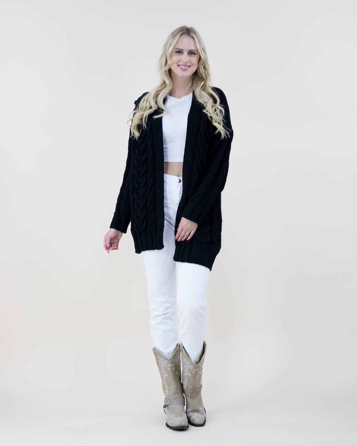 Herringbone Pattern Knitted Cardigan