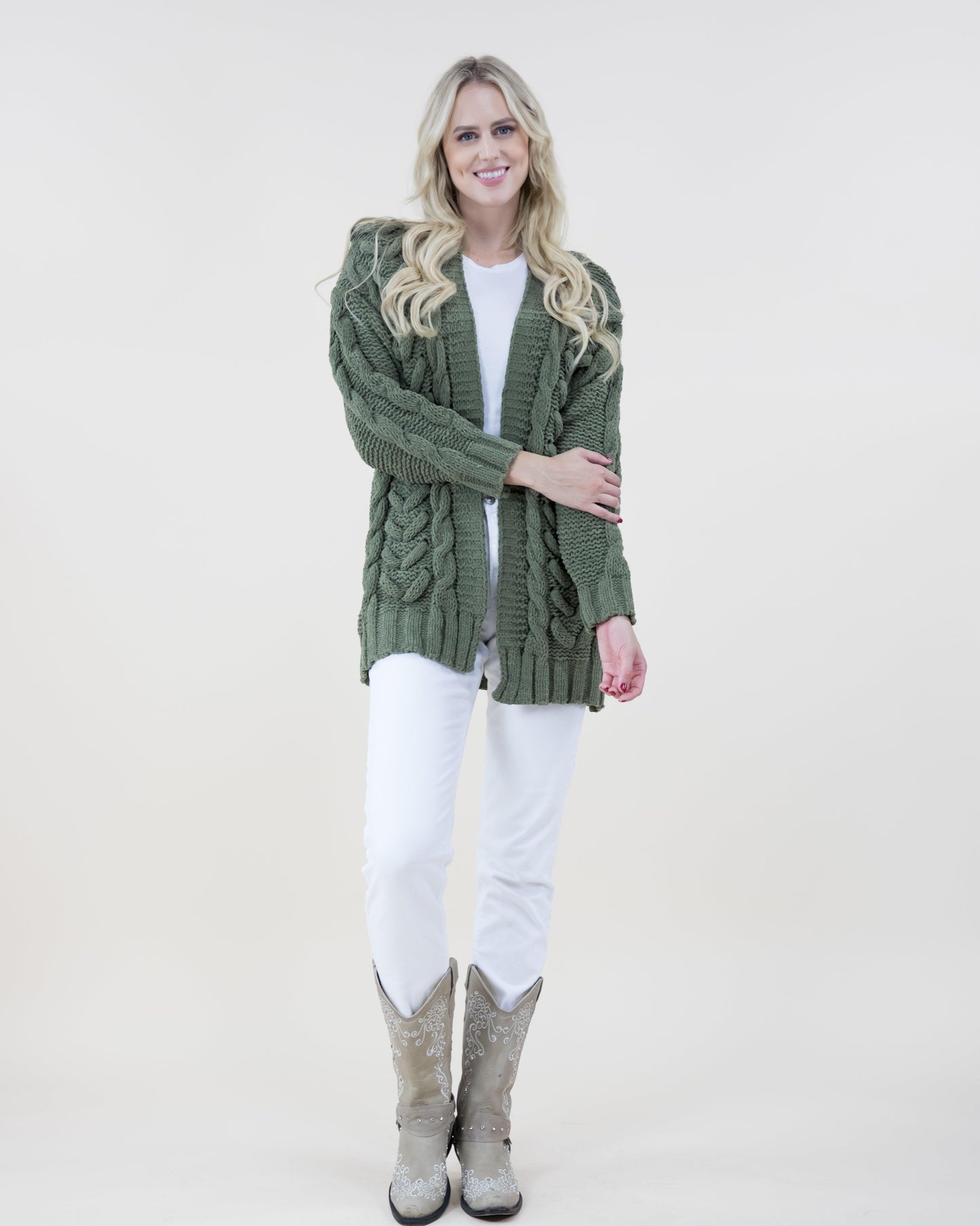 Herringbone Pattern Knitted Cardigan