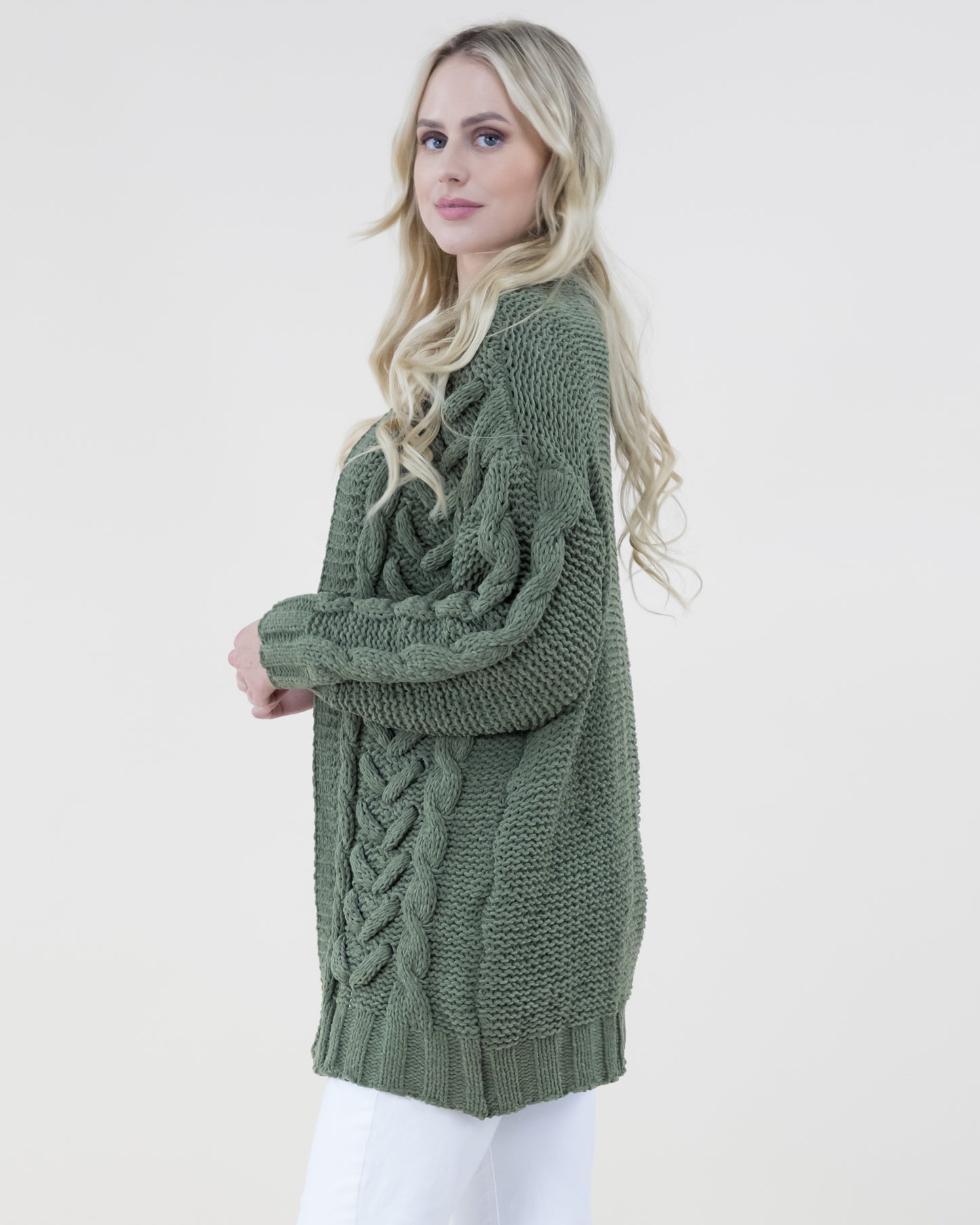Herringbone Pattern Knitted Cardigan