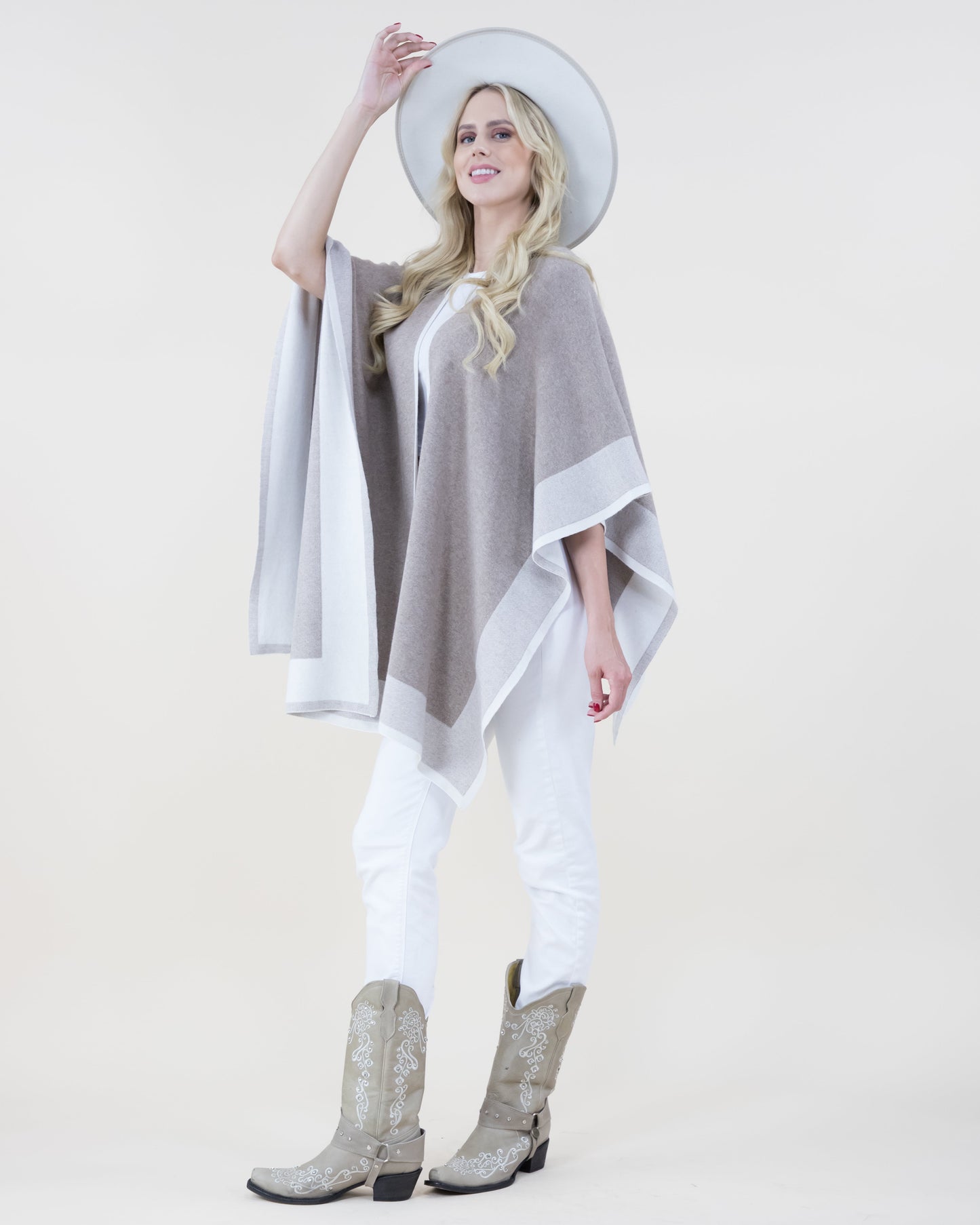 Two Tone Border Tight Knit Kimono