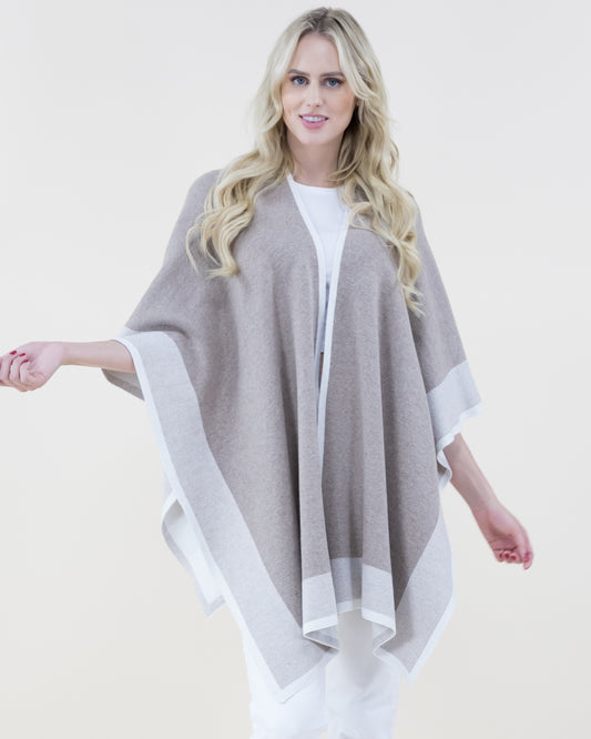 Two Tone Border Tight Knit Kimono