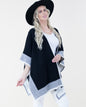 Two Tone Border Tight Knit Kimono