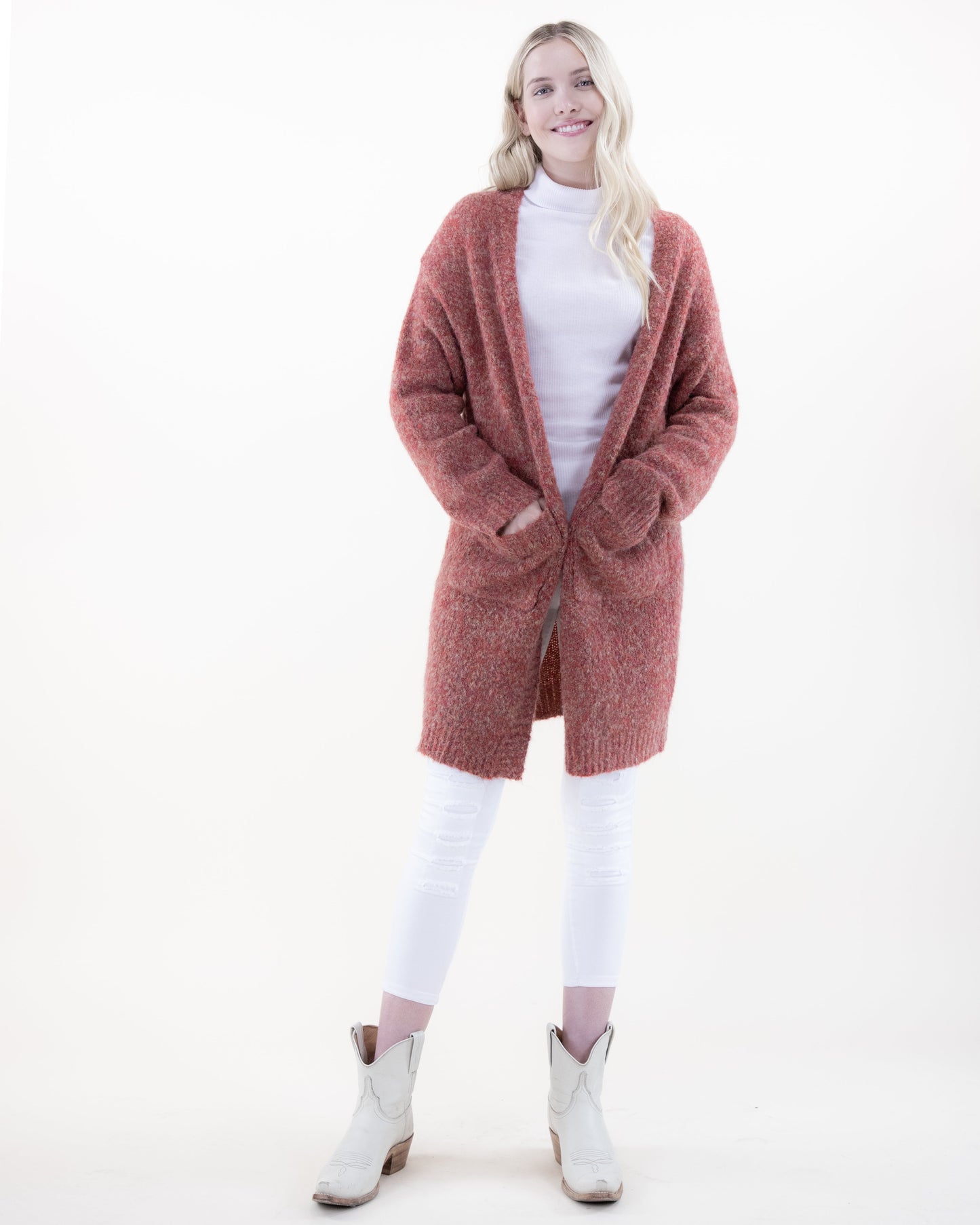 Fuzzy Yarn Comfy Cardigan w/ Front Pockets