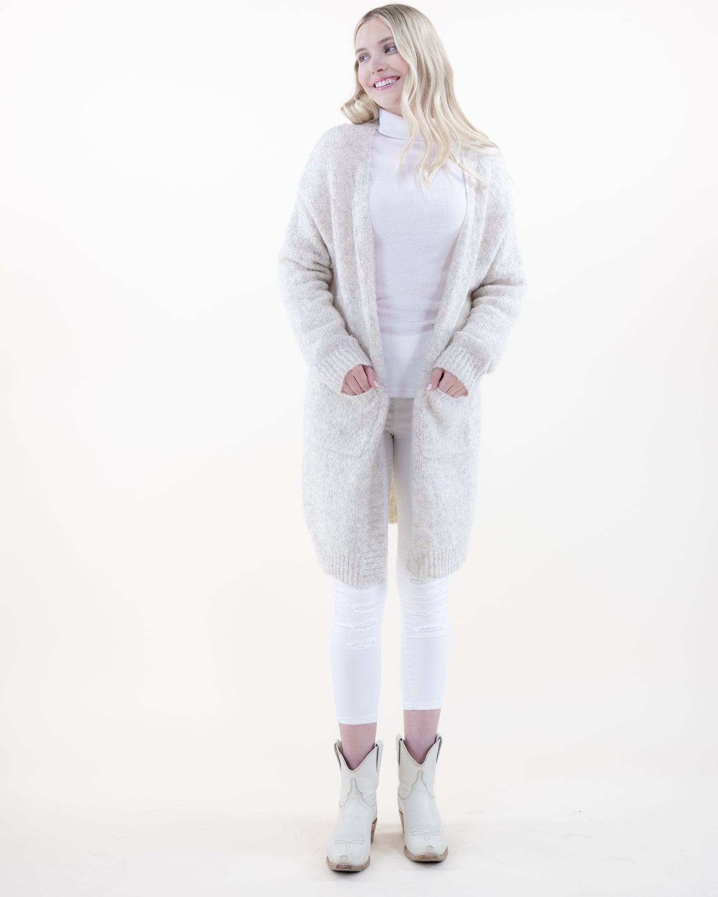 Fuzzy Yarn Comfy Cardigan w/ Front Pockets