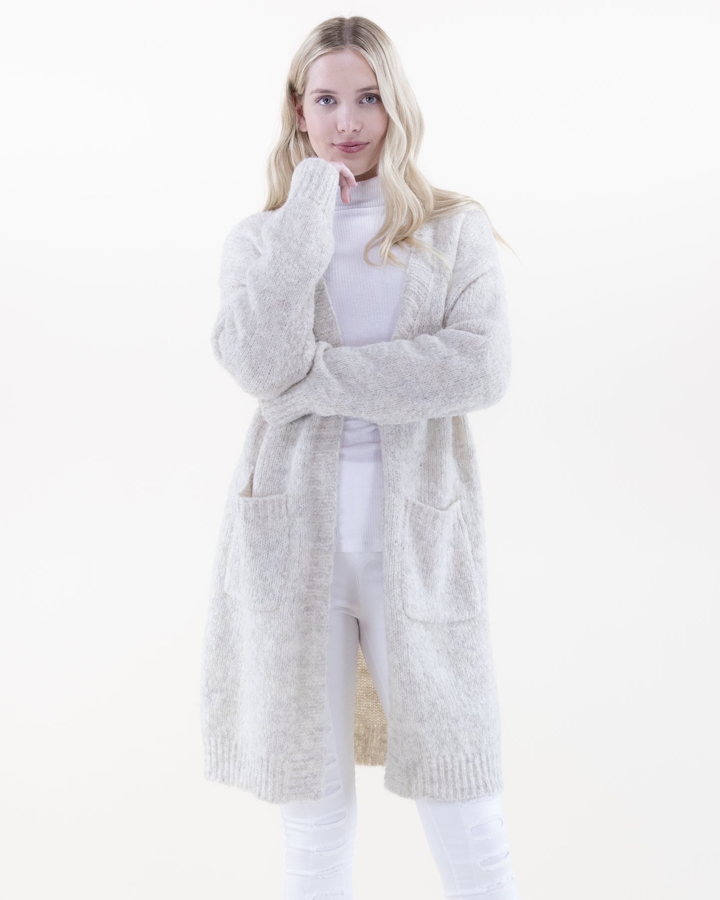 Fuzzy Yarn Comfy Cardigan w/ Front Pockets